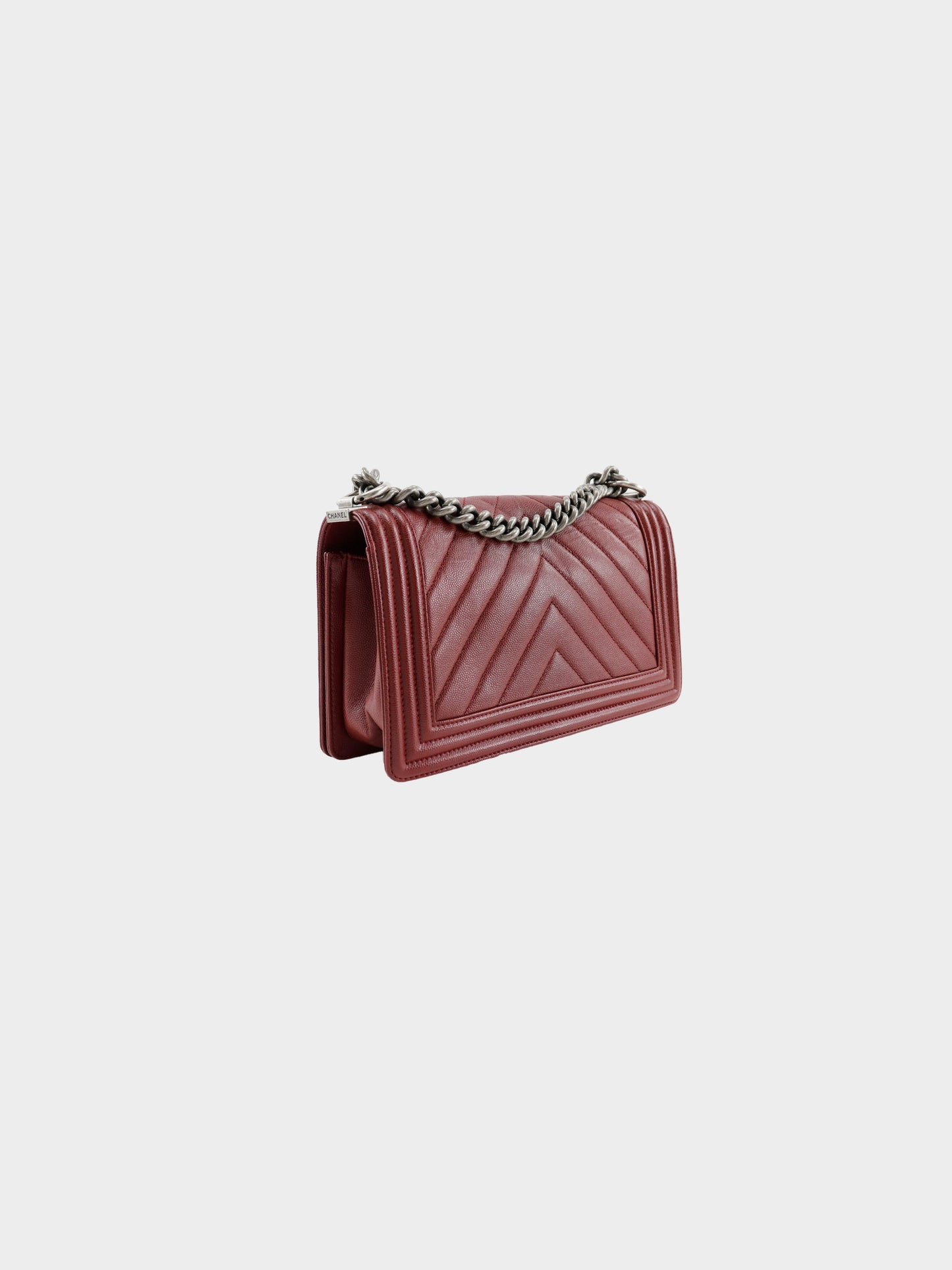 Chanel 2017 Burgundy Caviar Skin Boy Bag