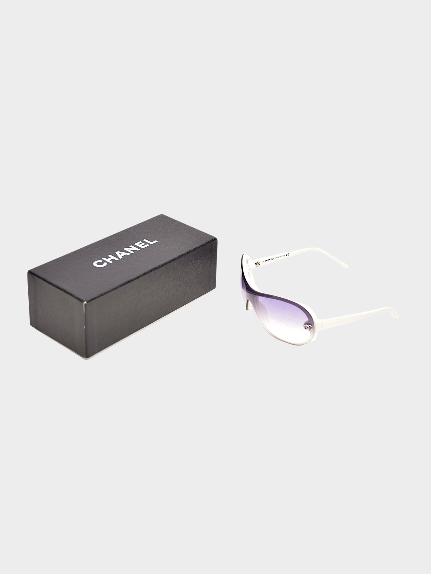 Chanel 2000s Purple Gradient Acetate Shield Sunglasses