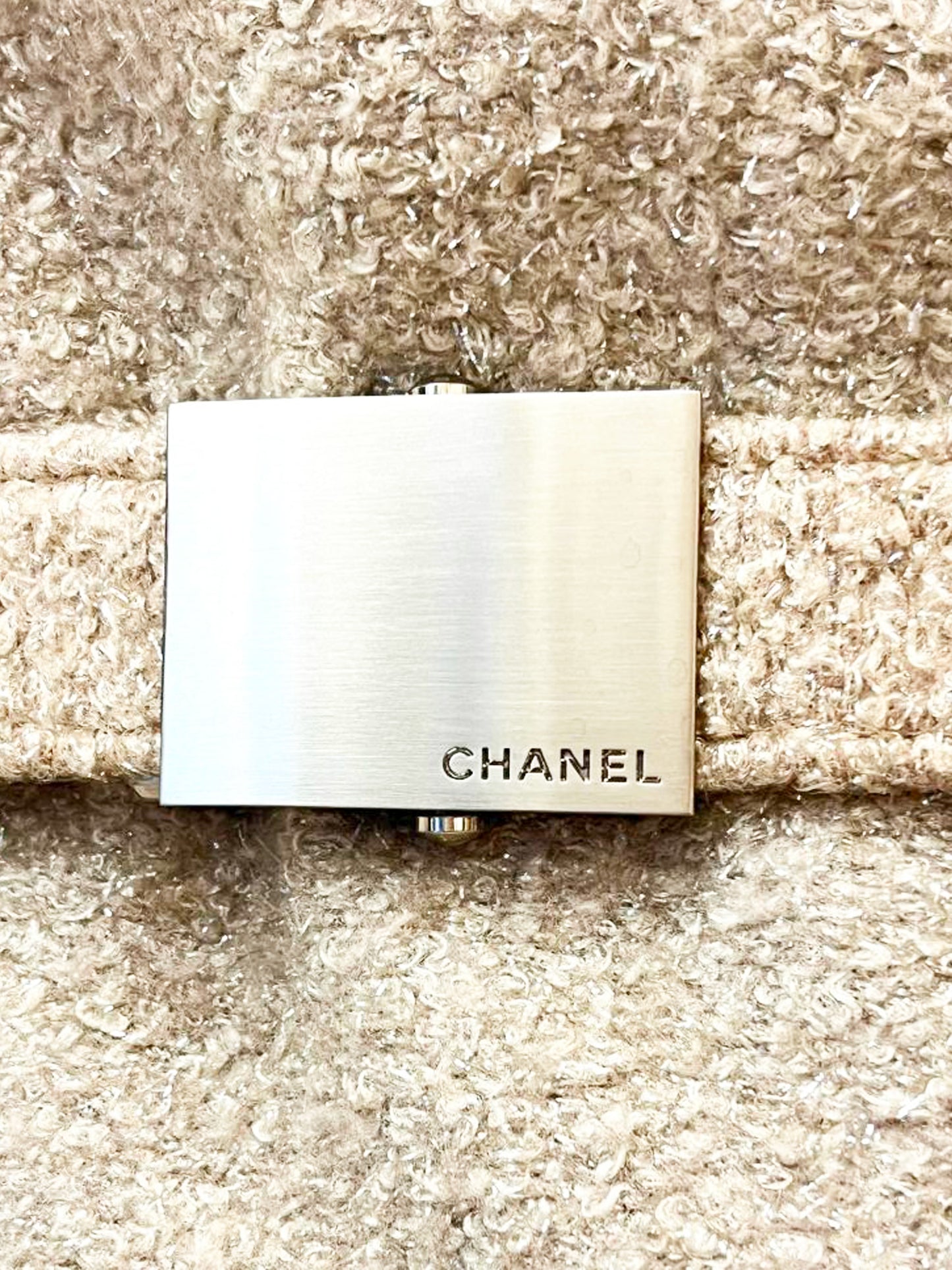 Chanel 2020s Beige Tinsel Wool Belted Coat