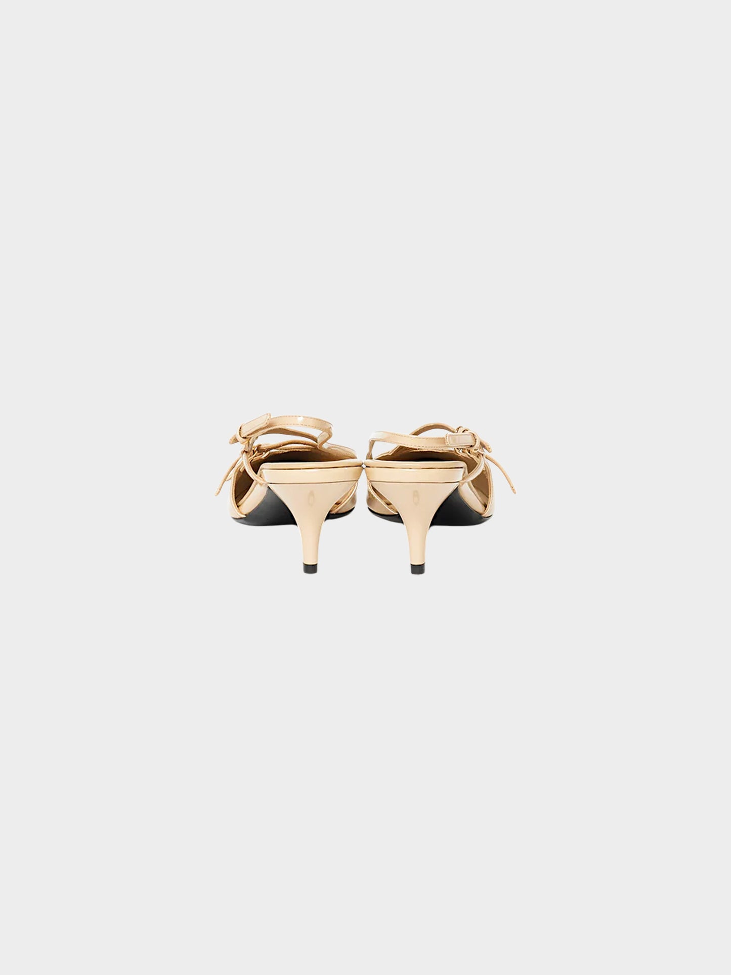 Miu Miu FW 2023 Beige Patent Leather Triple Strap Slingback Mules