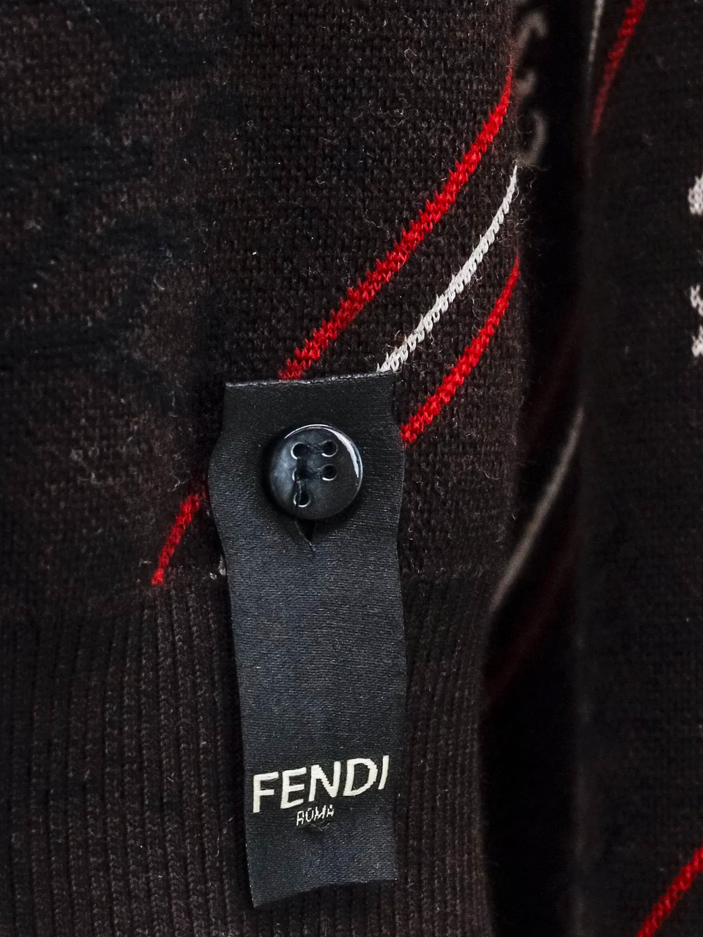 Fendi 2019 Men's Brown Diagonal Striped FF Logo Wool Knit Sweater