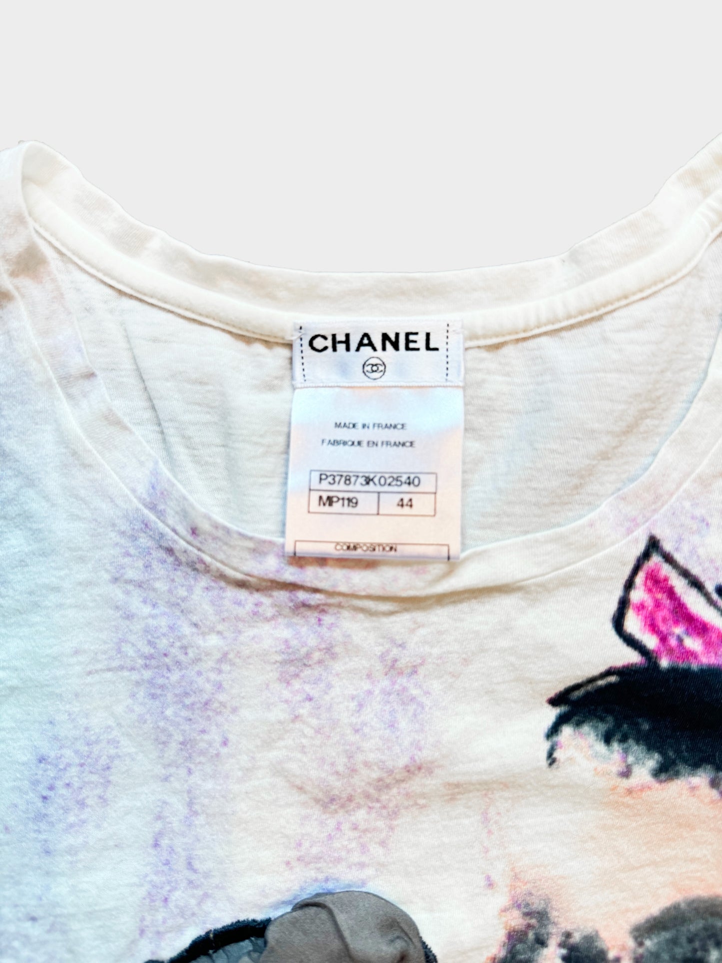 Chanel 2000s White Coco Mademoiselle Graphic Logo Print T-shirt