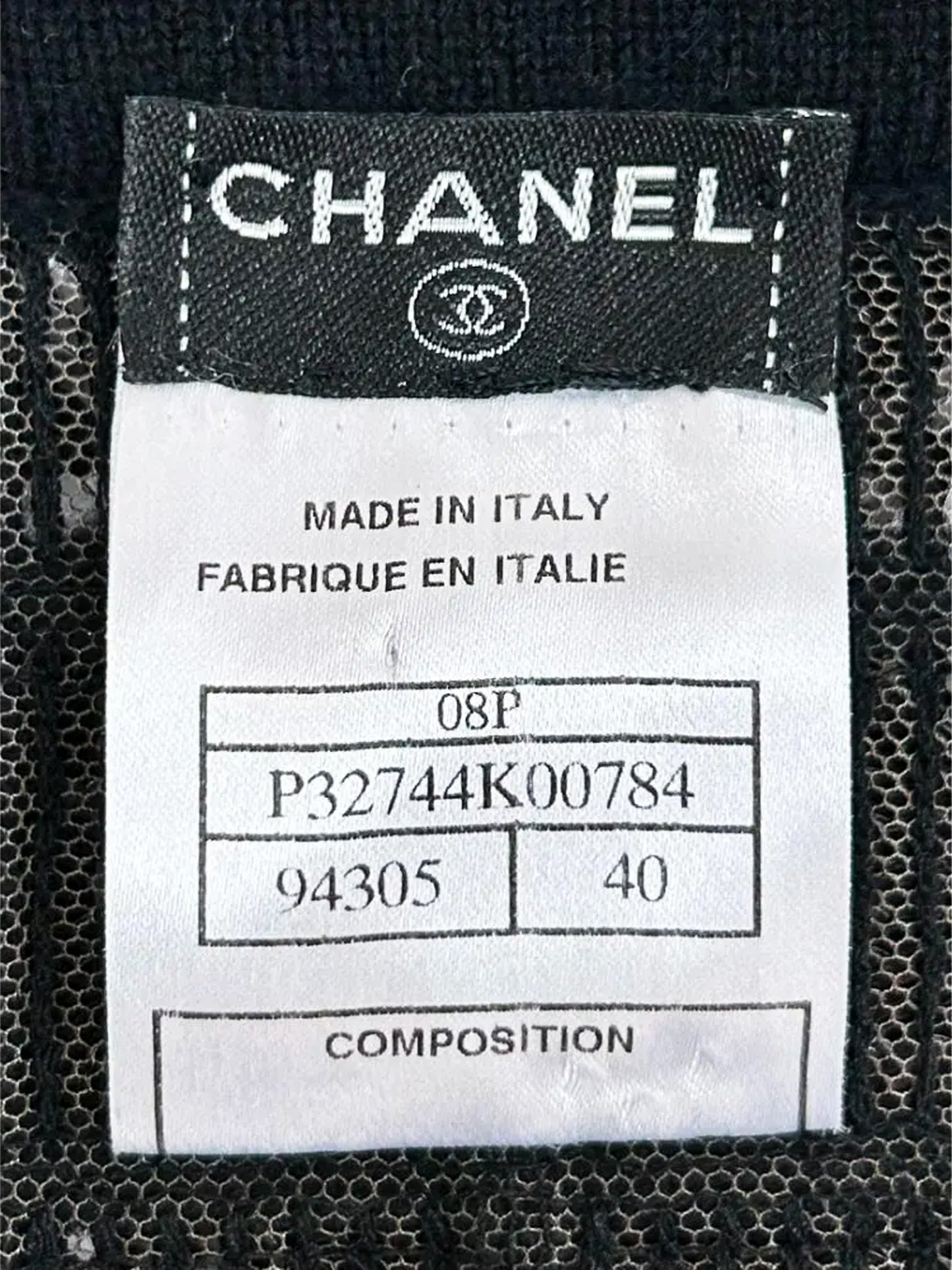 Chanel 2008 Black Cashmere Sequin Embellished Chocolate Bar Cardigan