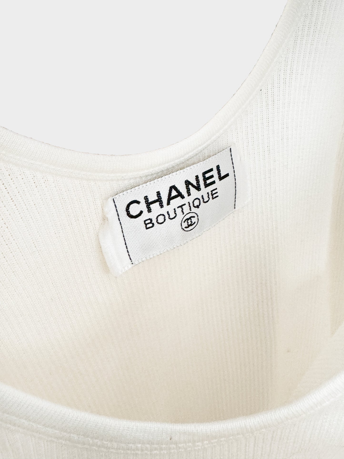 Chanel 2000s Ribbed CC Tank Top
