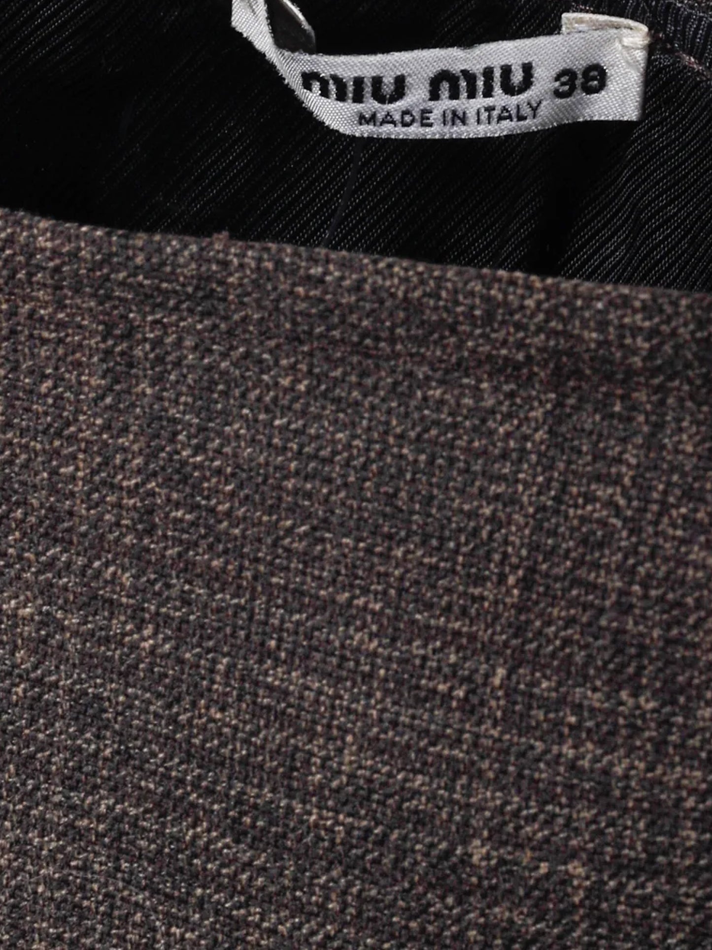 Miu Miu 2000s Brown Check Wool Dropped Waist Skirt