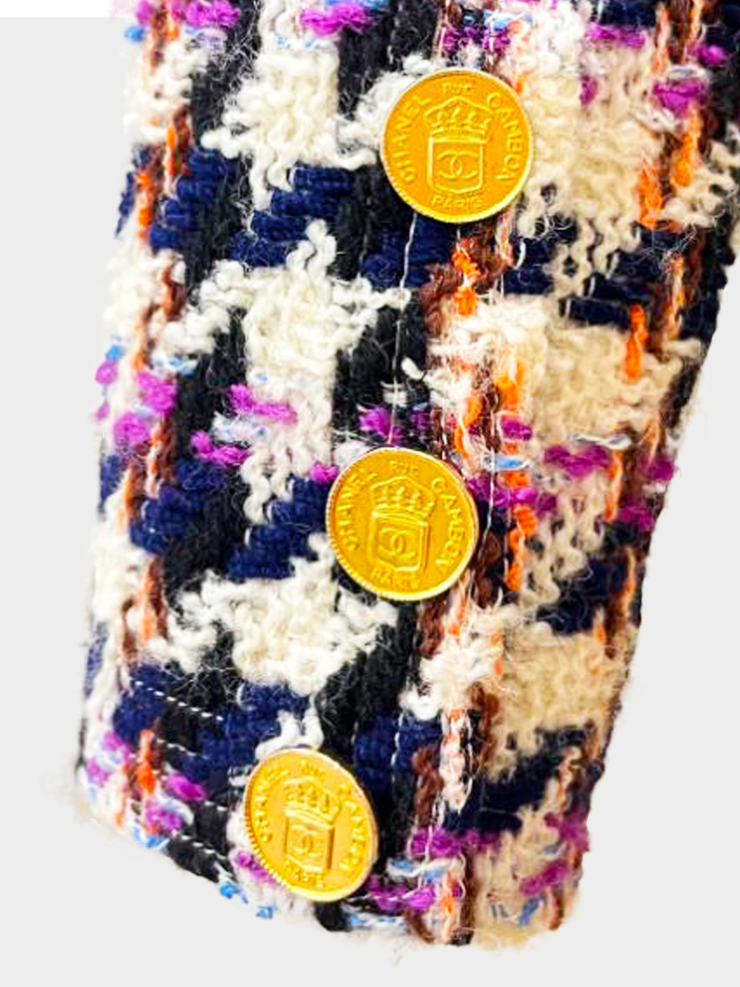 Chanel 1980s Multicolor Wool Houndstooth Jacket