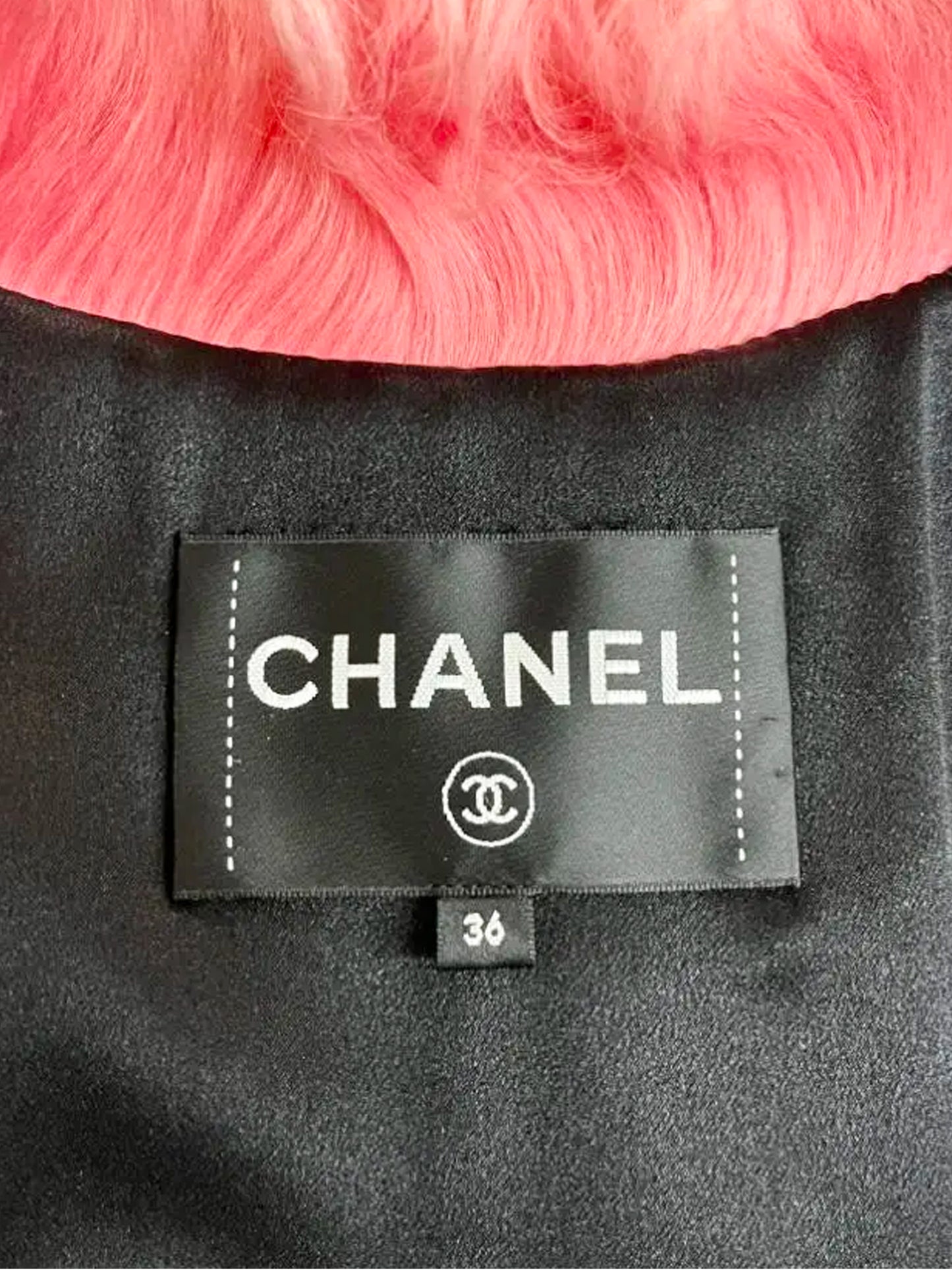 Chanel FW 2021 Black and Pink Shearling Fur Coat