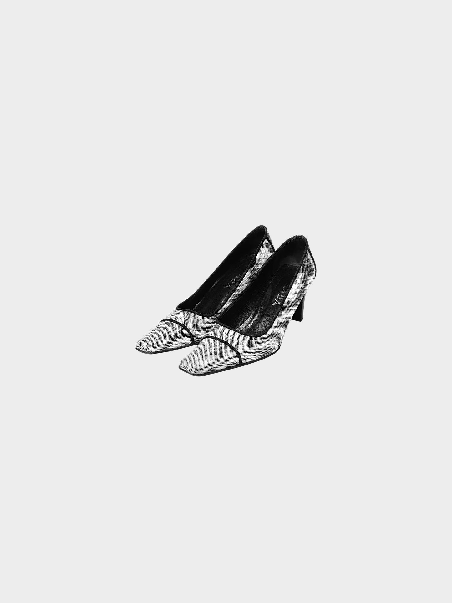 Prada SS 1999 Black and White Canvas Pumps