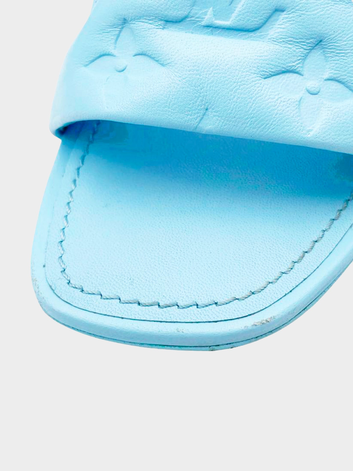 Louis Vuitton 2020 Light Blue Lambskin Leather Monogram Revival Mules