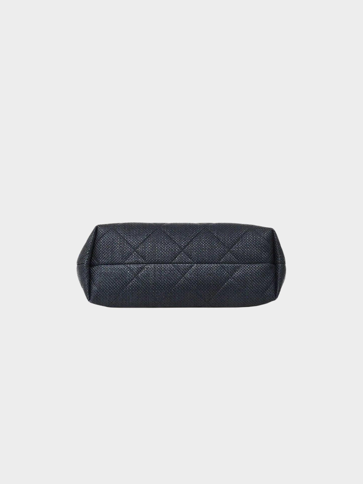 Chanel 2023 Dark Navy Raffia Quilted Tote Bag