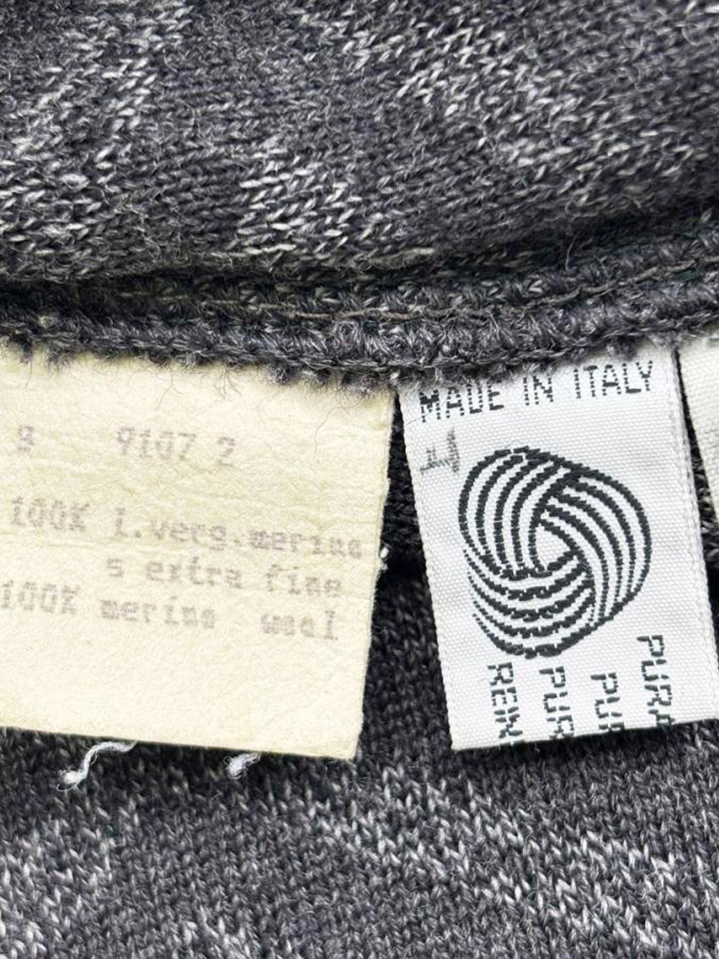 Fendi 2000s Grey Merino Wool FF and Diamond Intarsia Knit Top
