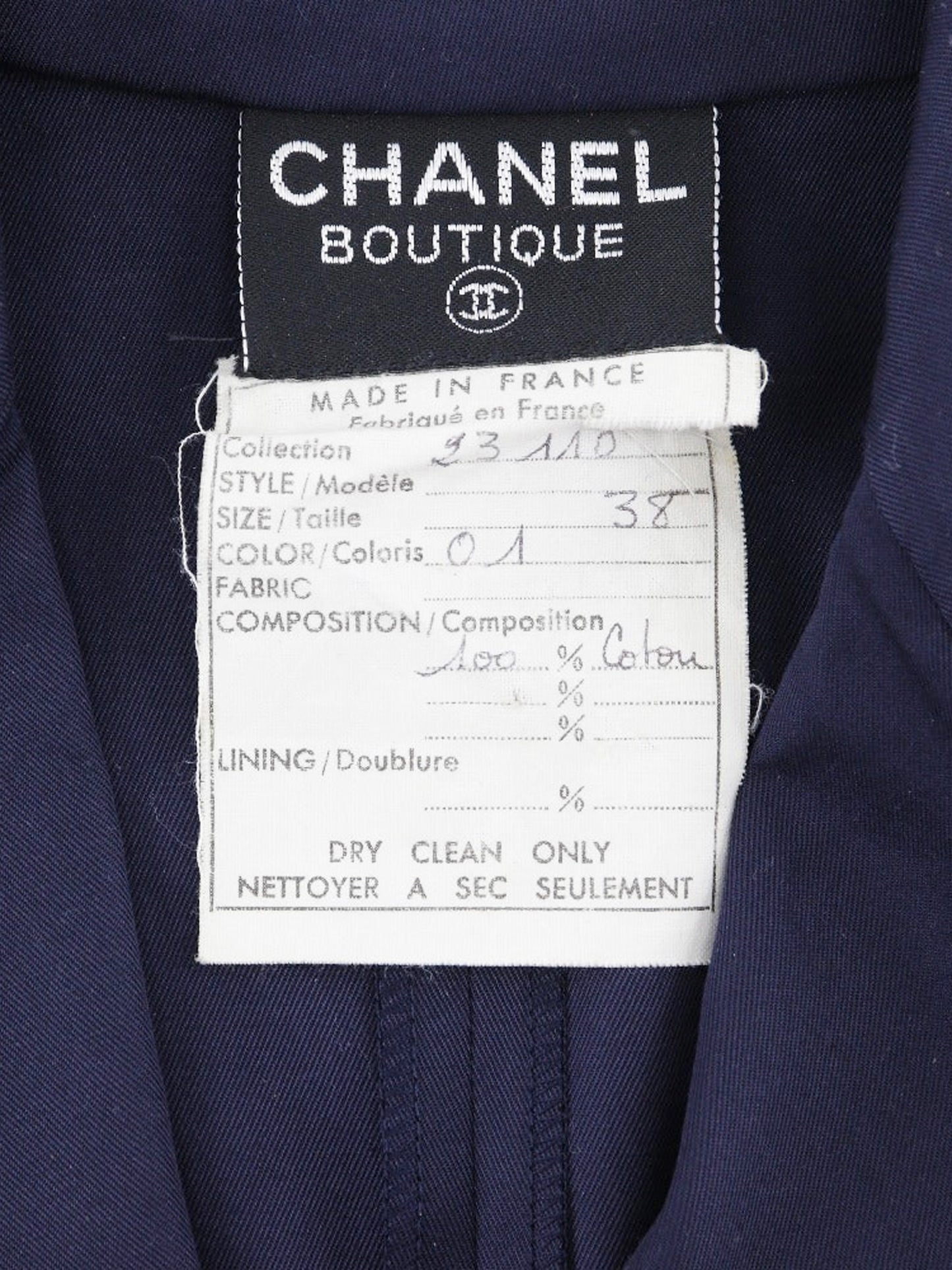 Chanel 1990s Navy Cotton Shirt Dress