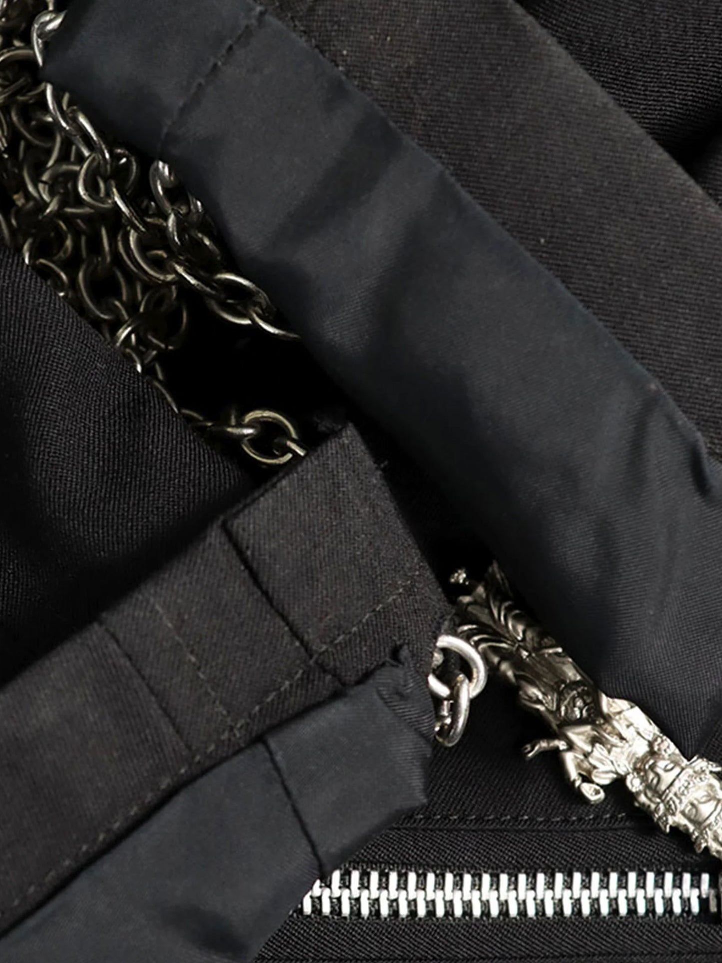 Yohji Yamamoto SS 2018 POUR HOMME Black Wool Zipper and Chain Embellished Blazer
