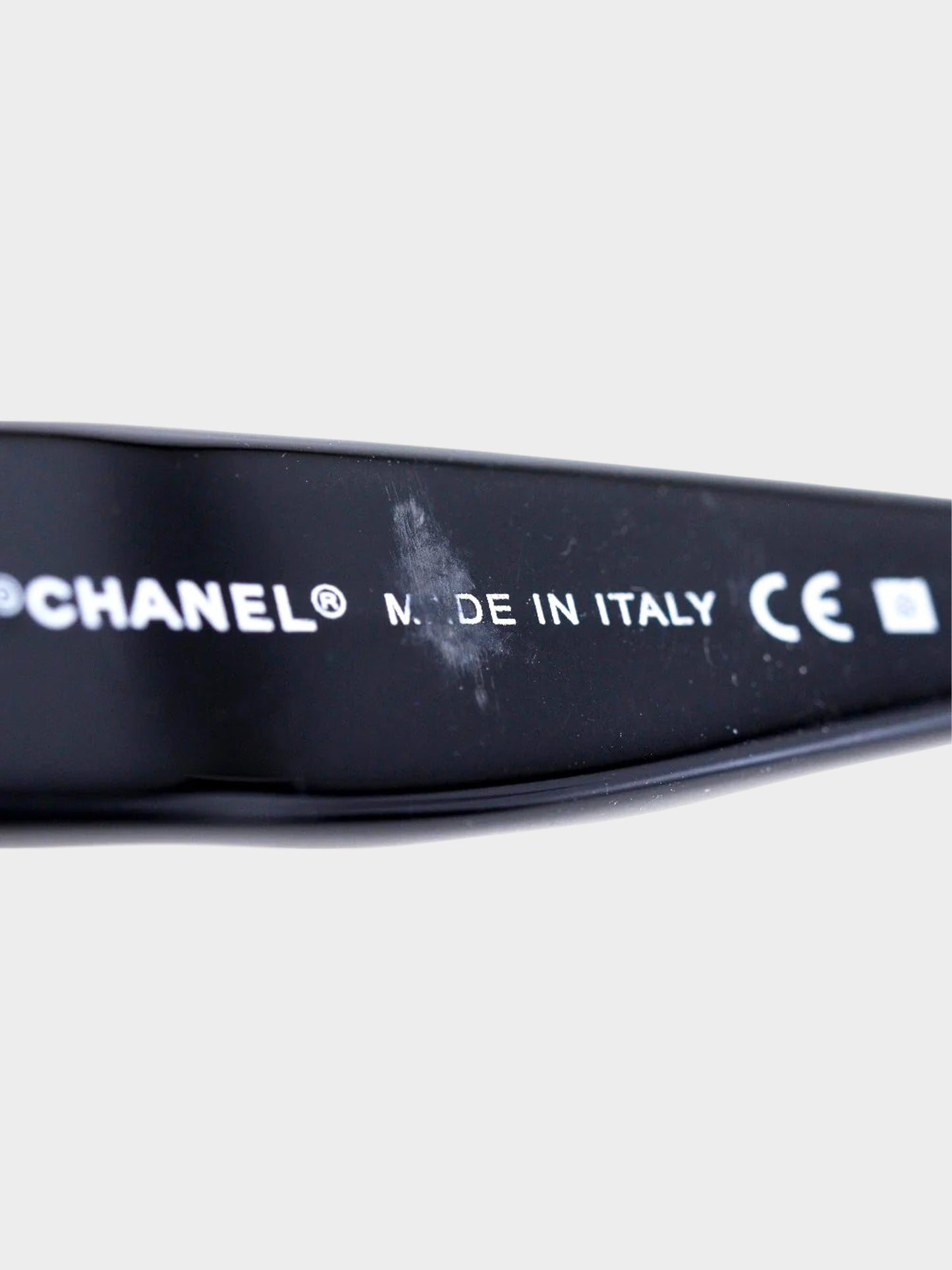 Chanel 2000s Black CC and Camellia Rectangular Sunglasses