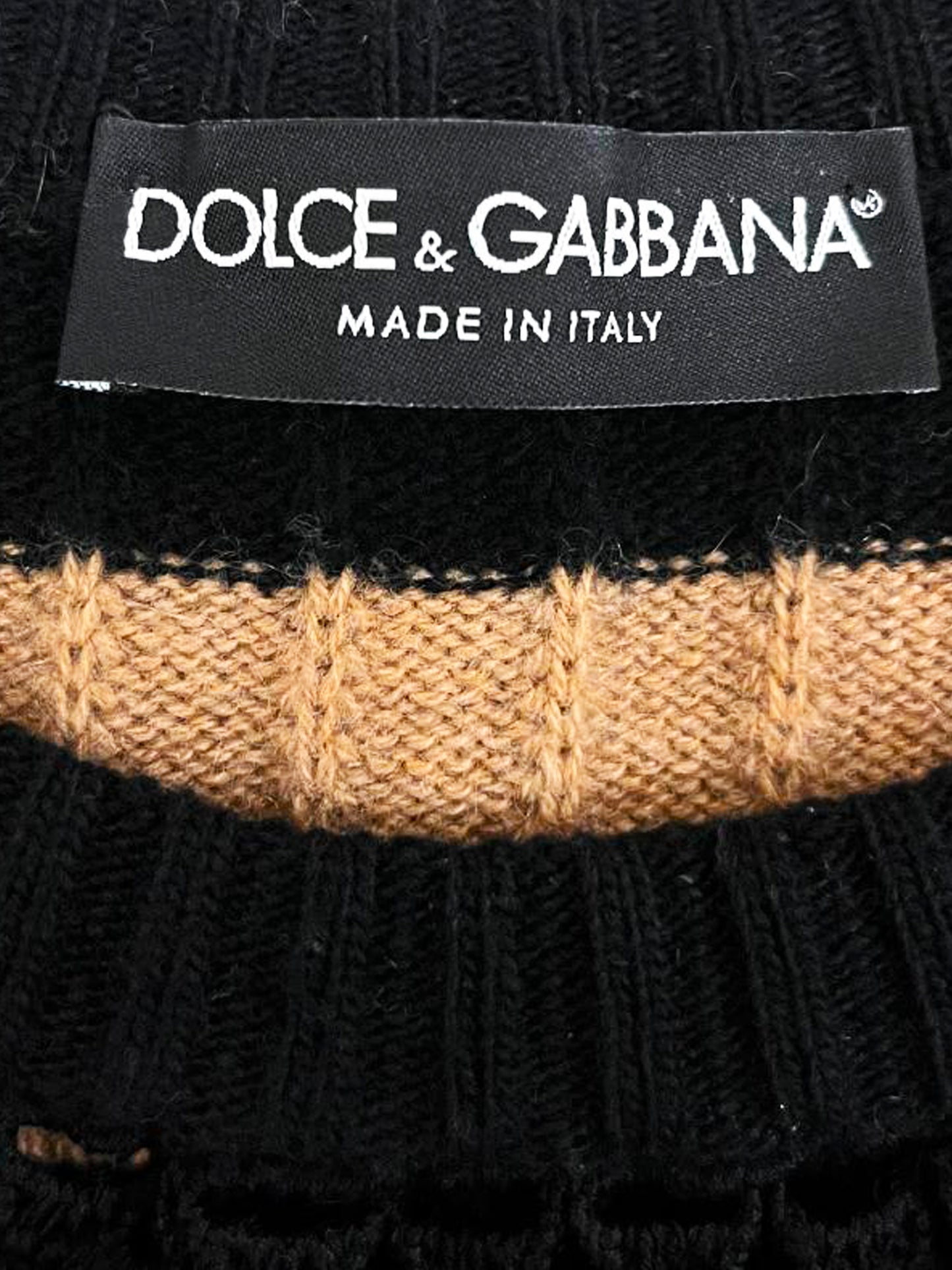 Dolce and Gabbana 2010s Striped Sacred Heart Knit Sweater