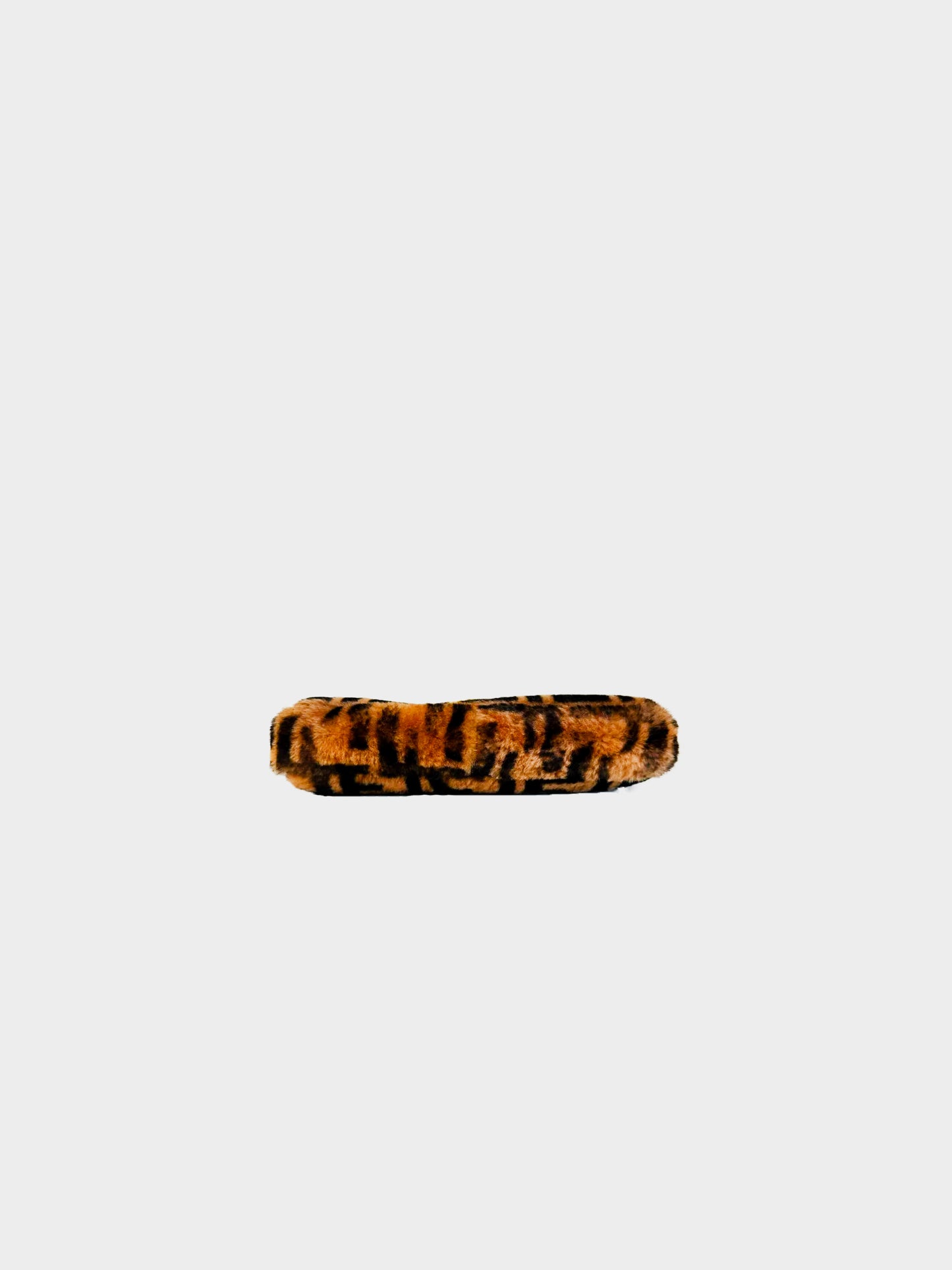 Fendi 2000s Brown Shearling Fur Zucca Monogram Baguette