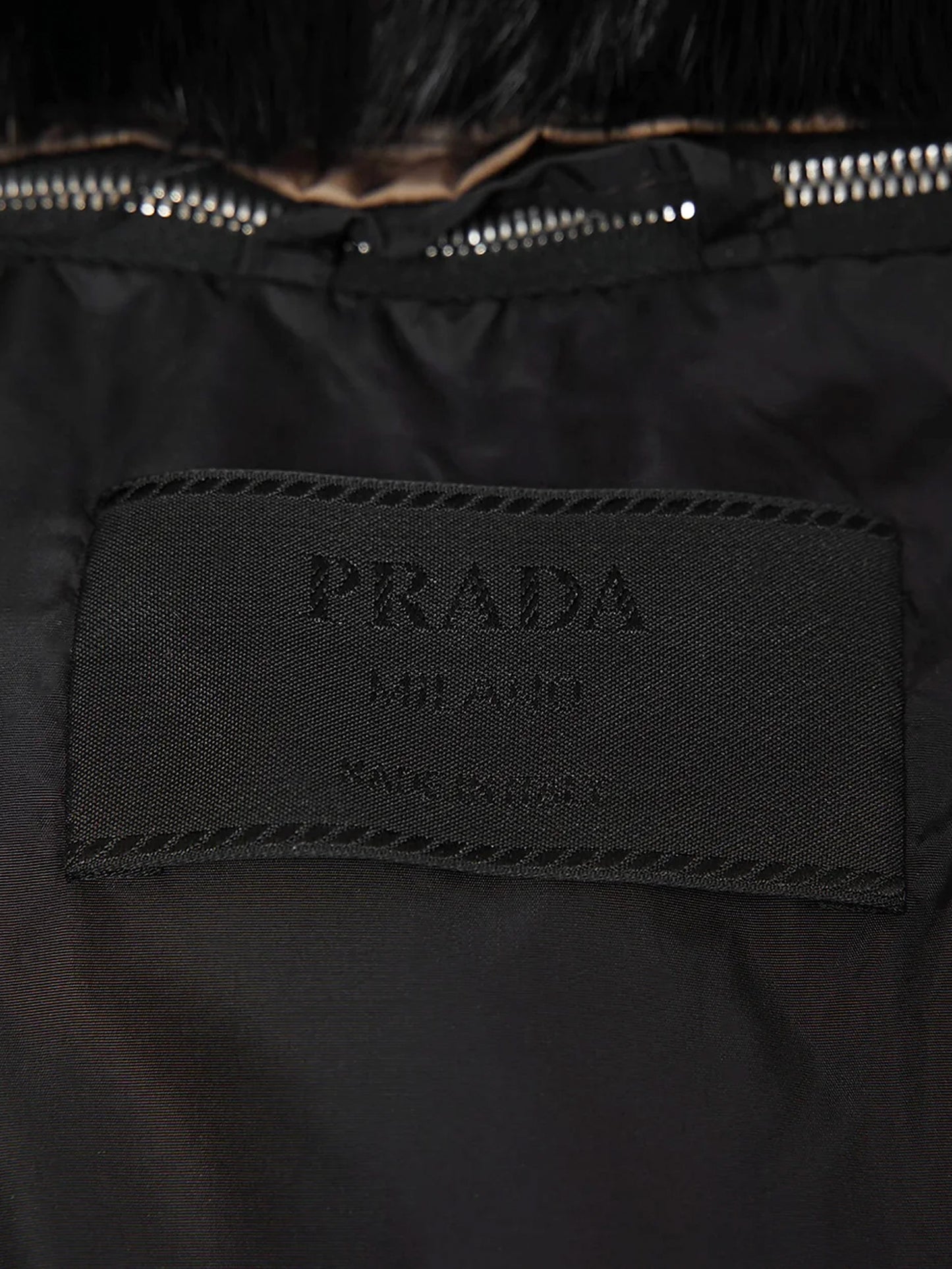Prada FW 2004 Printed Puffer Mink Fur Trim Padded Nylon Jacket