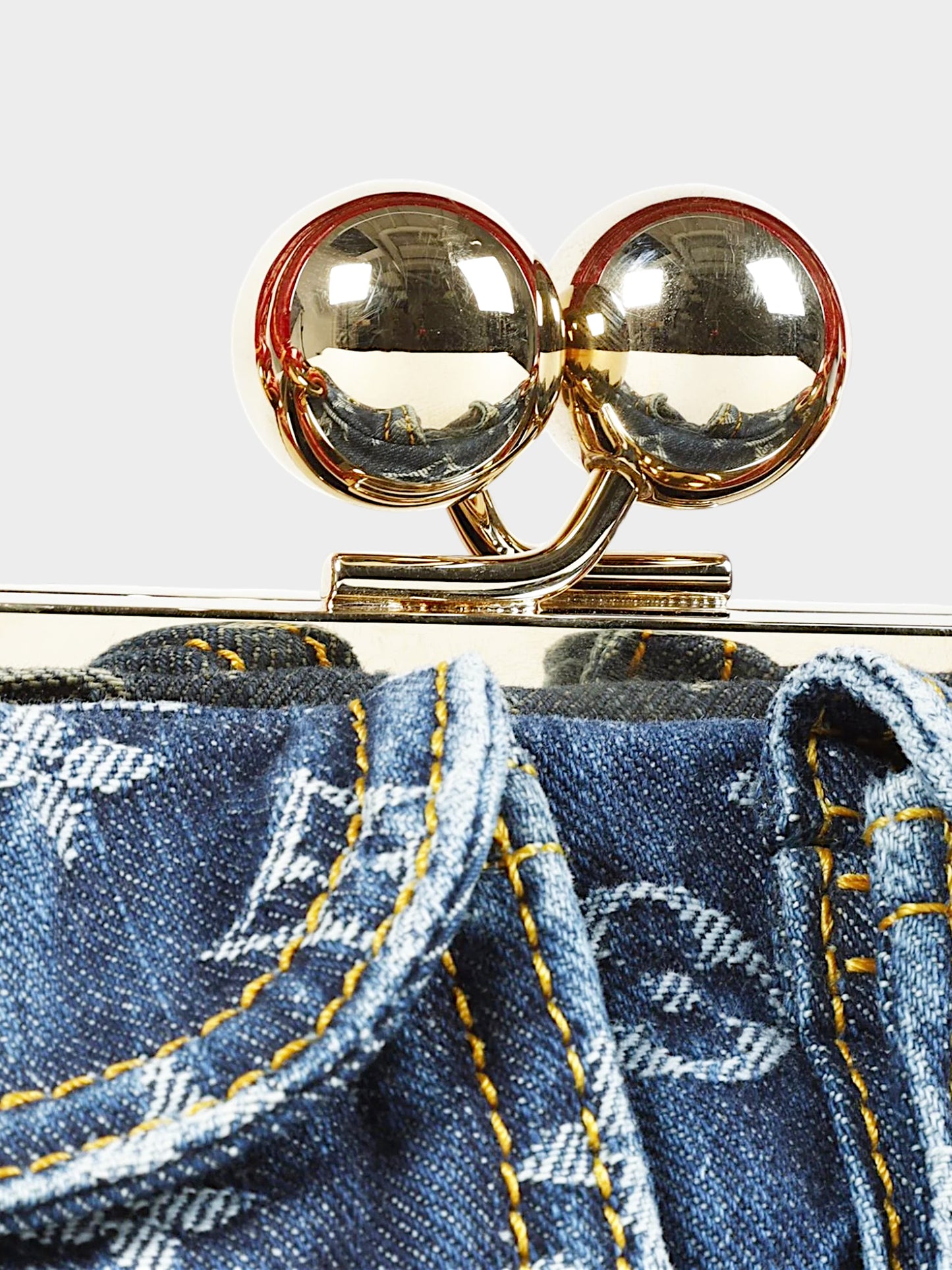 Louis Vuitton by Marc Jacobs 2005 Red Alligator Leather and Denim Monogram Sac Fermoir Bag