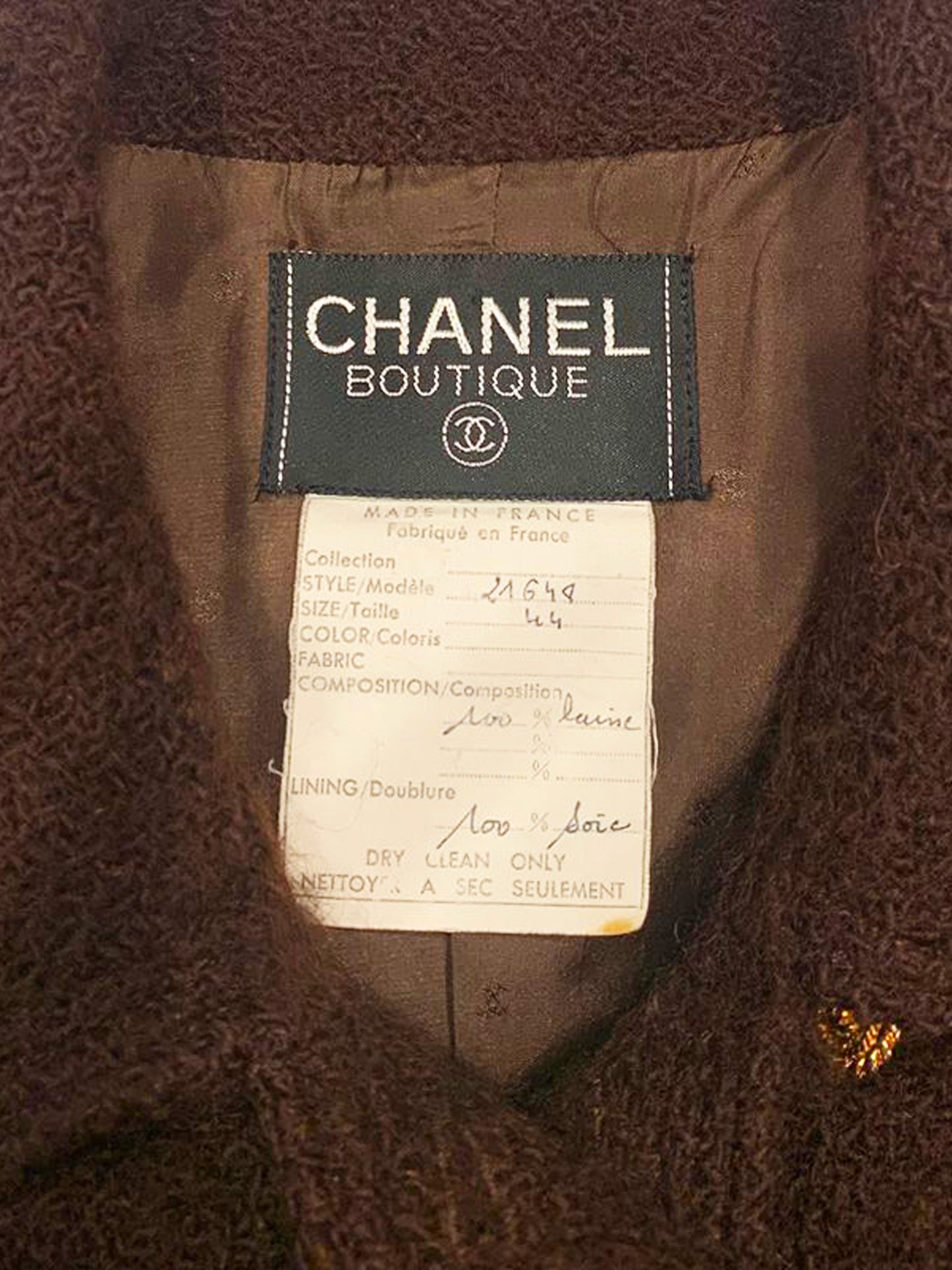 Chanel 1980s Brown Wool Double Breasted Jacket