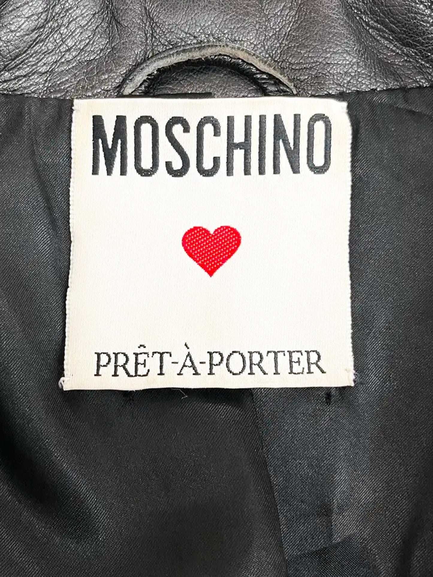 Moschino 1990s Black Leather Biker Jacket