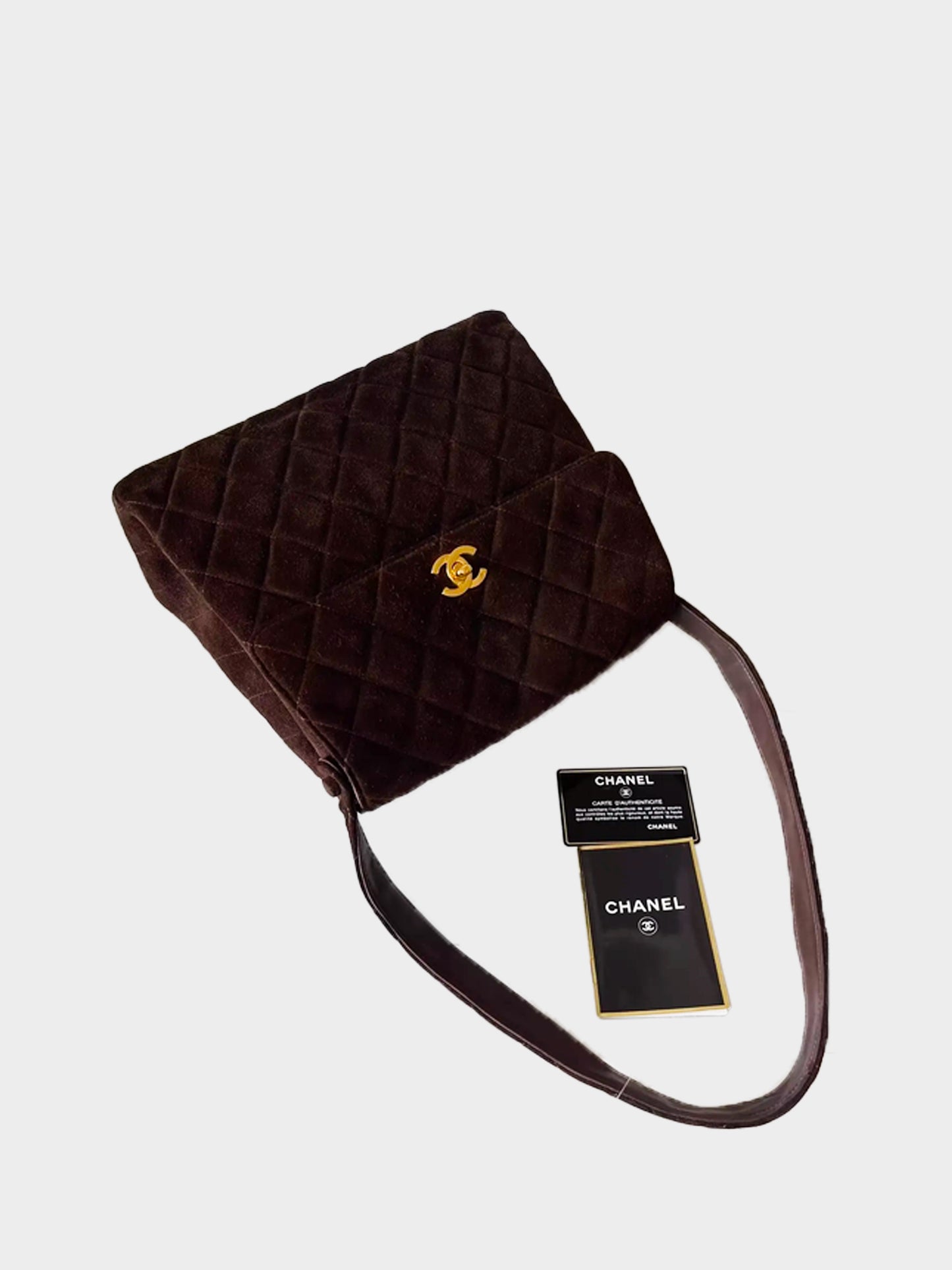 Chanel 1997 Brown Suede Matelasse Jumbo Maxi Flap Bag