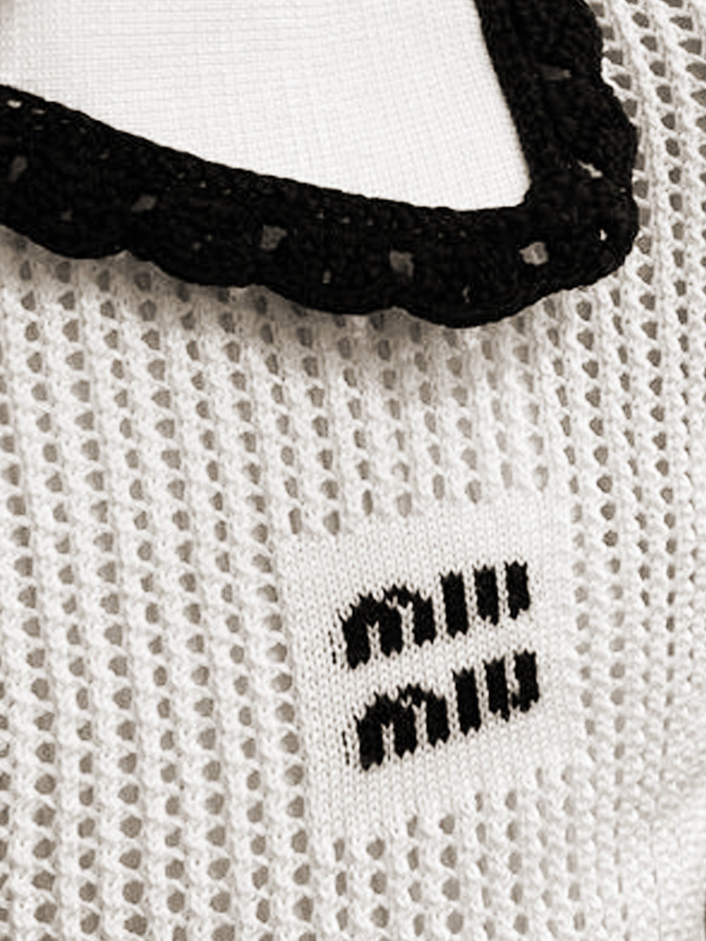 Miu Miu 2020s White Cotton Knit Logo Polo