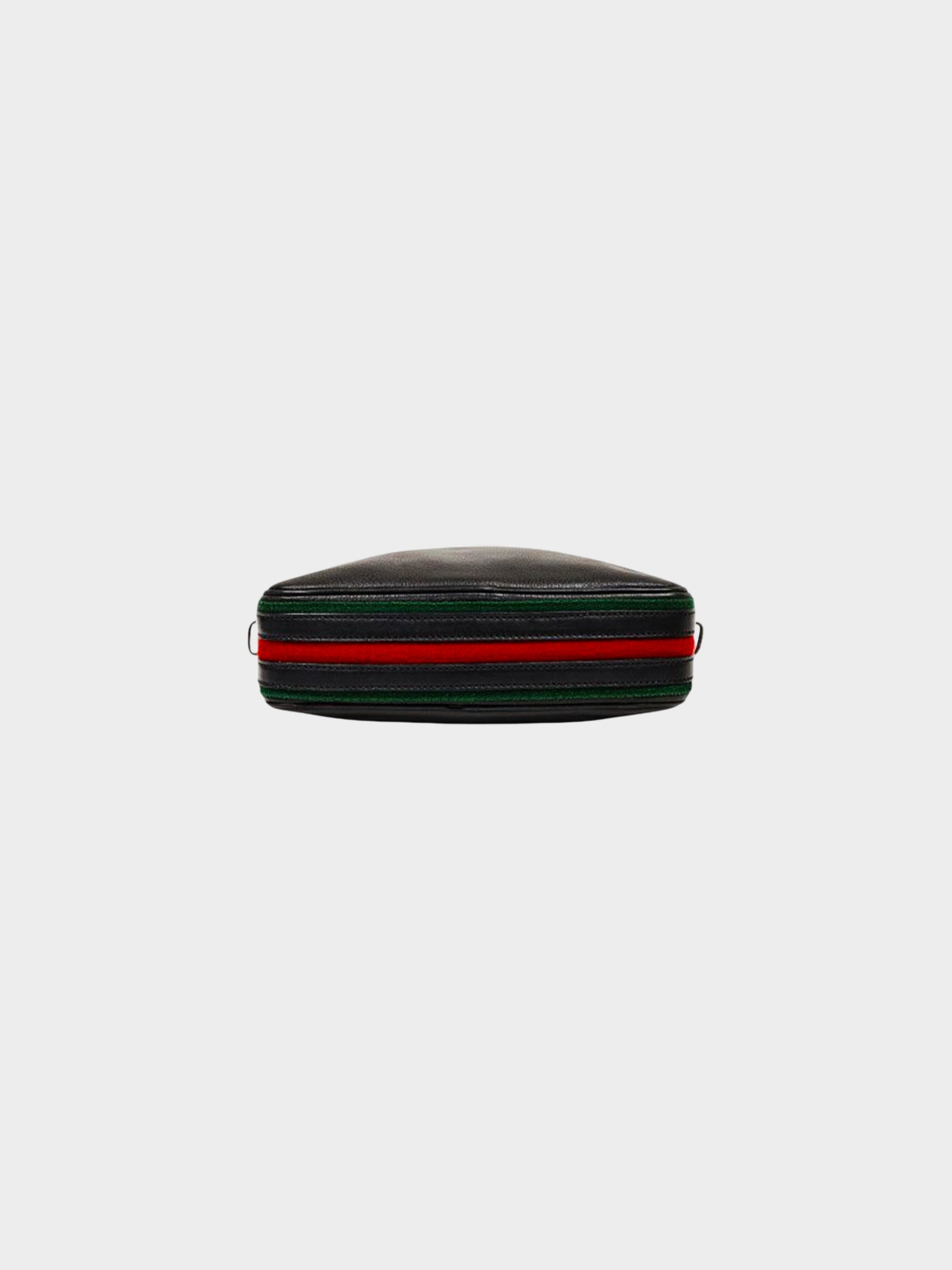 Gucci 2000s Black Leather Web Strap Rectangle Bag