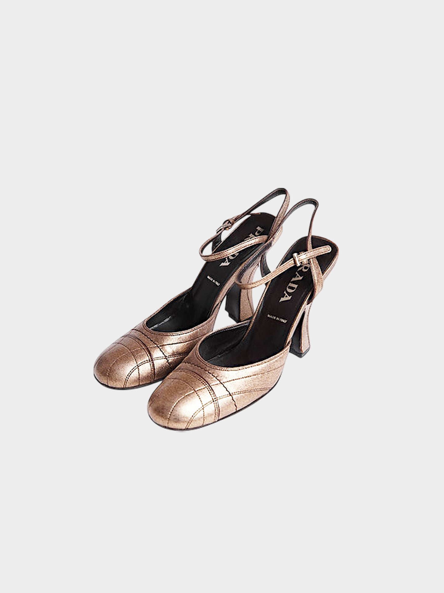 Prada FW 2000 Bronze Metallic Leather Pumps