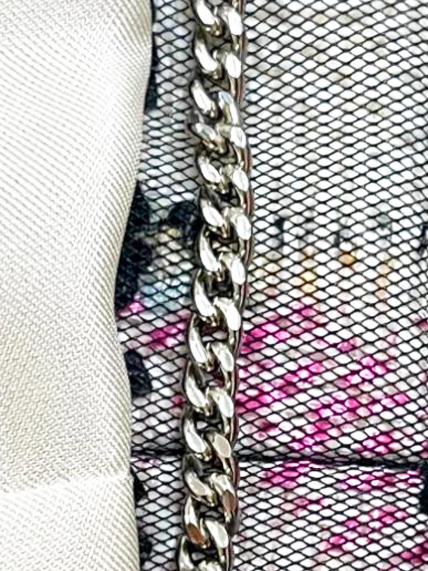 Chanel 1998 Pastel Check Tweed Tulle Overlay Jacket
