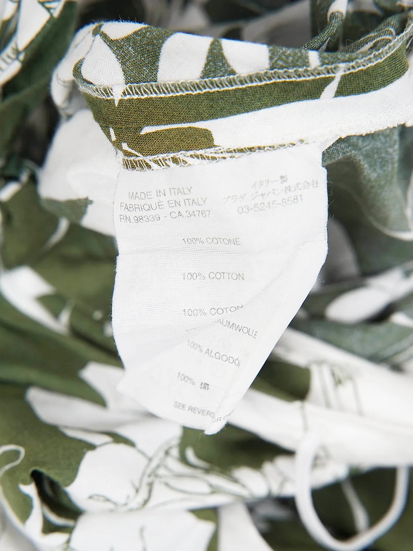 Miu Miu SS 2003 Green and White Floral Print Dress
