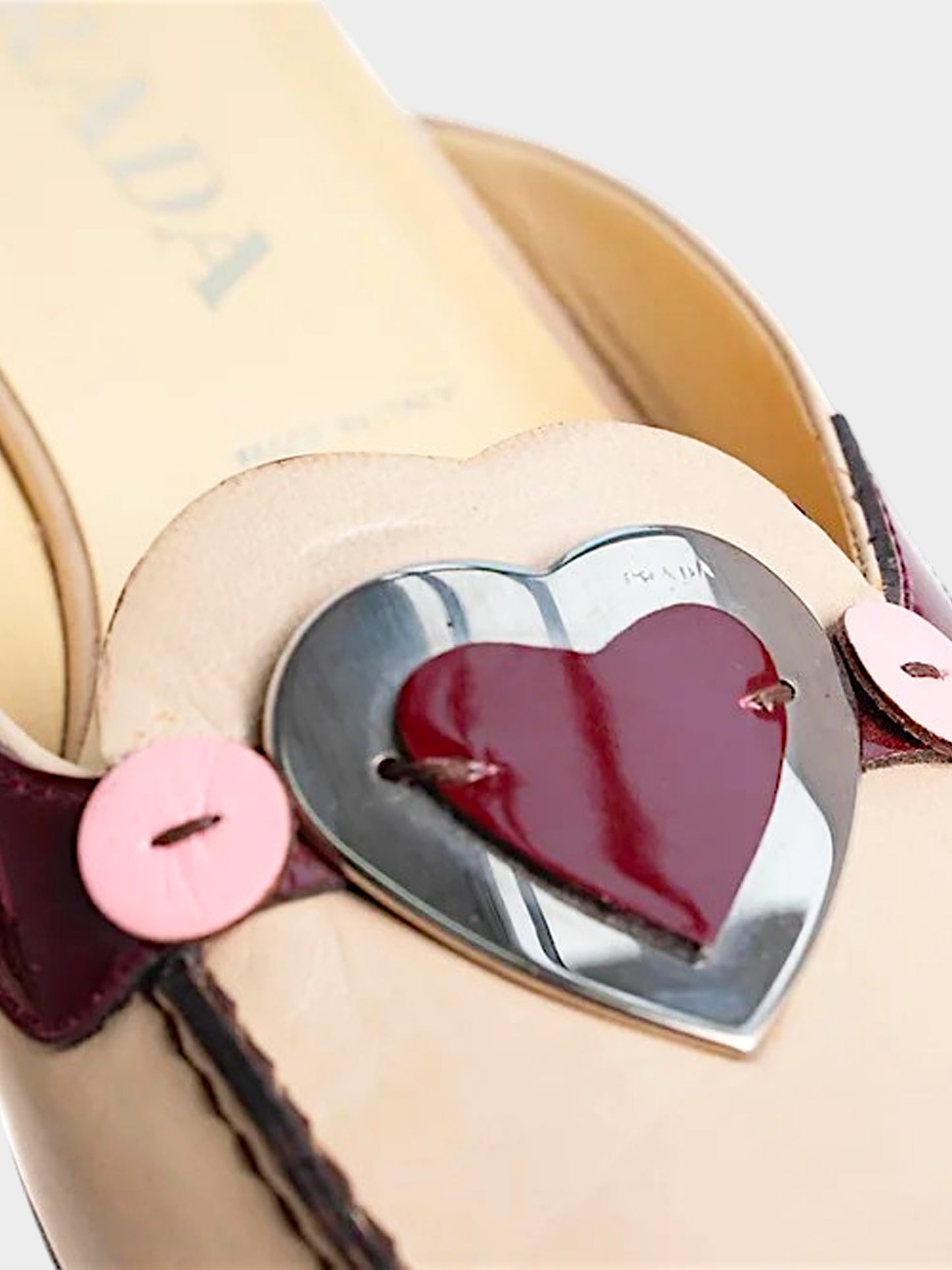Prada SS 2000 Beige Leather Heart Flats