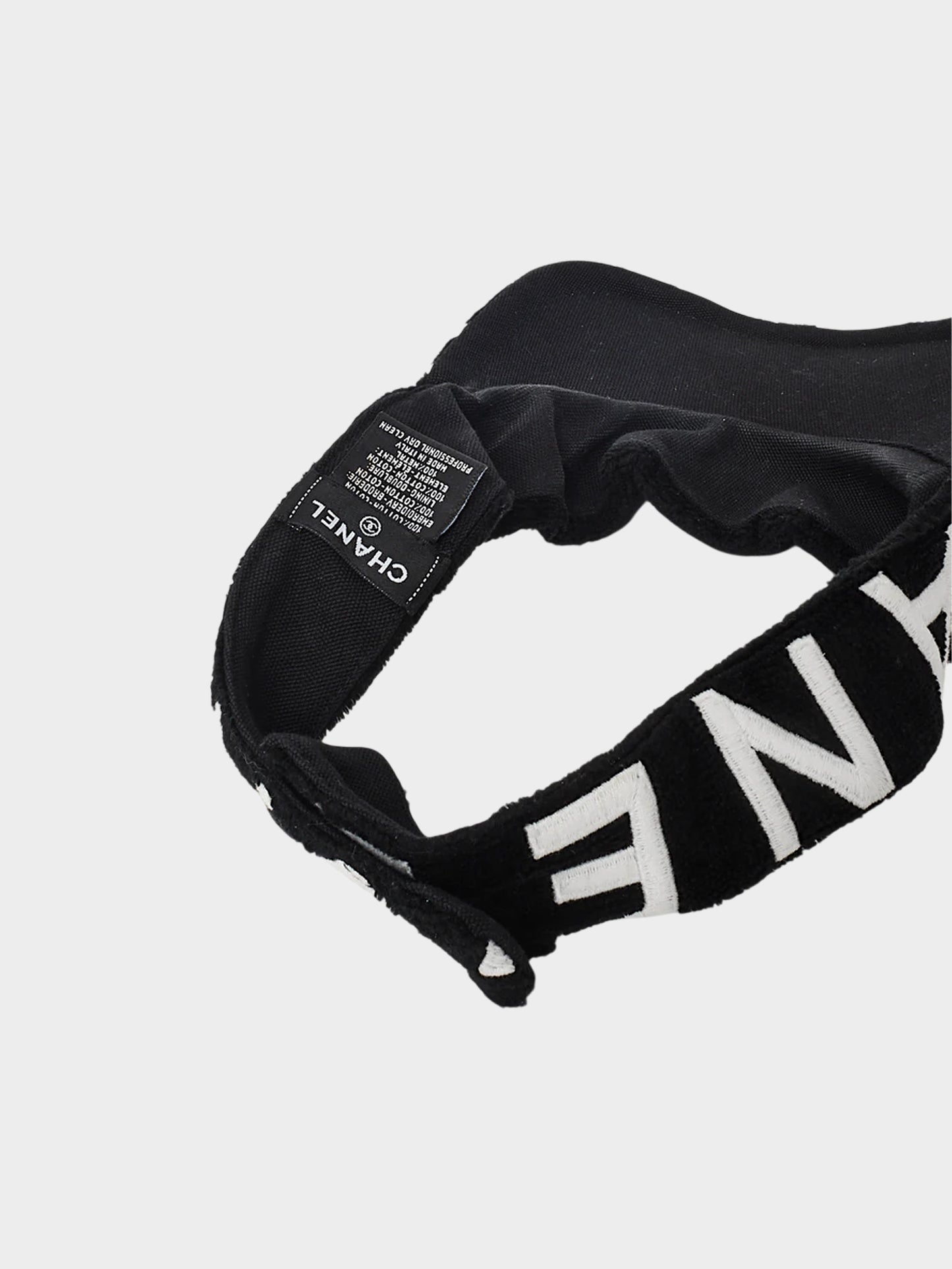 Chanel 2023 Black Terry Cloth Logo Lettering Visor