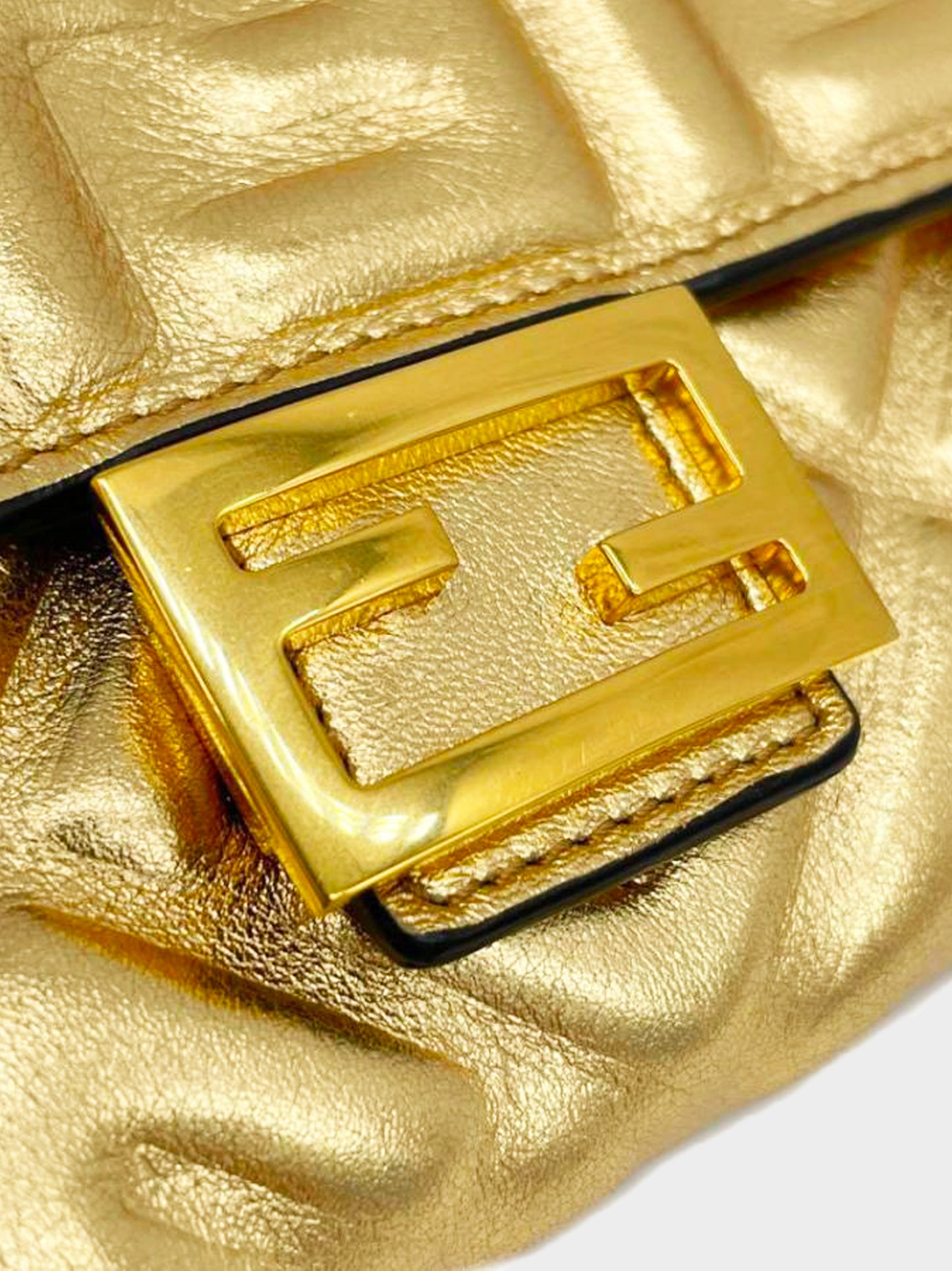 Fendi 2020s Embossed FF Metallic Leather Wallet