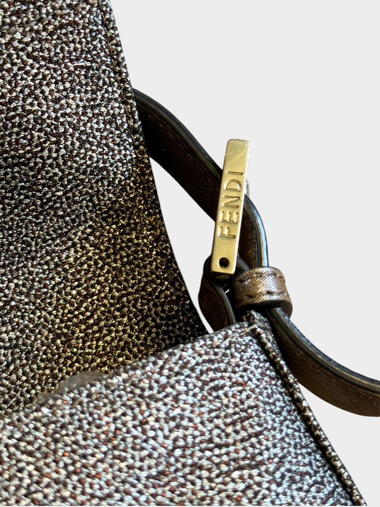 Fendi 1997 Rhinestone Print Canvas Crystal Embellished Baguette