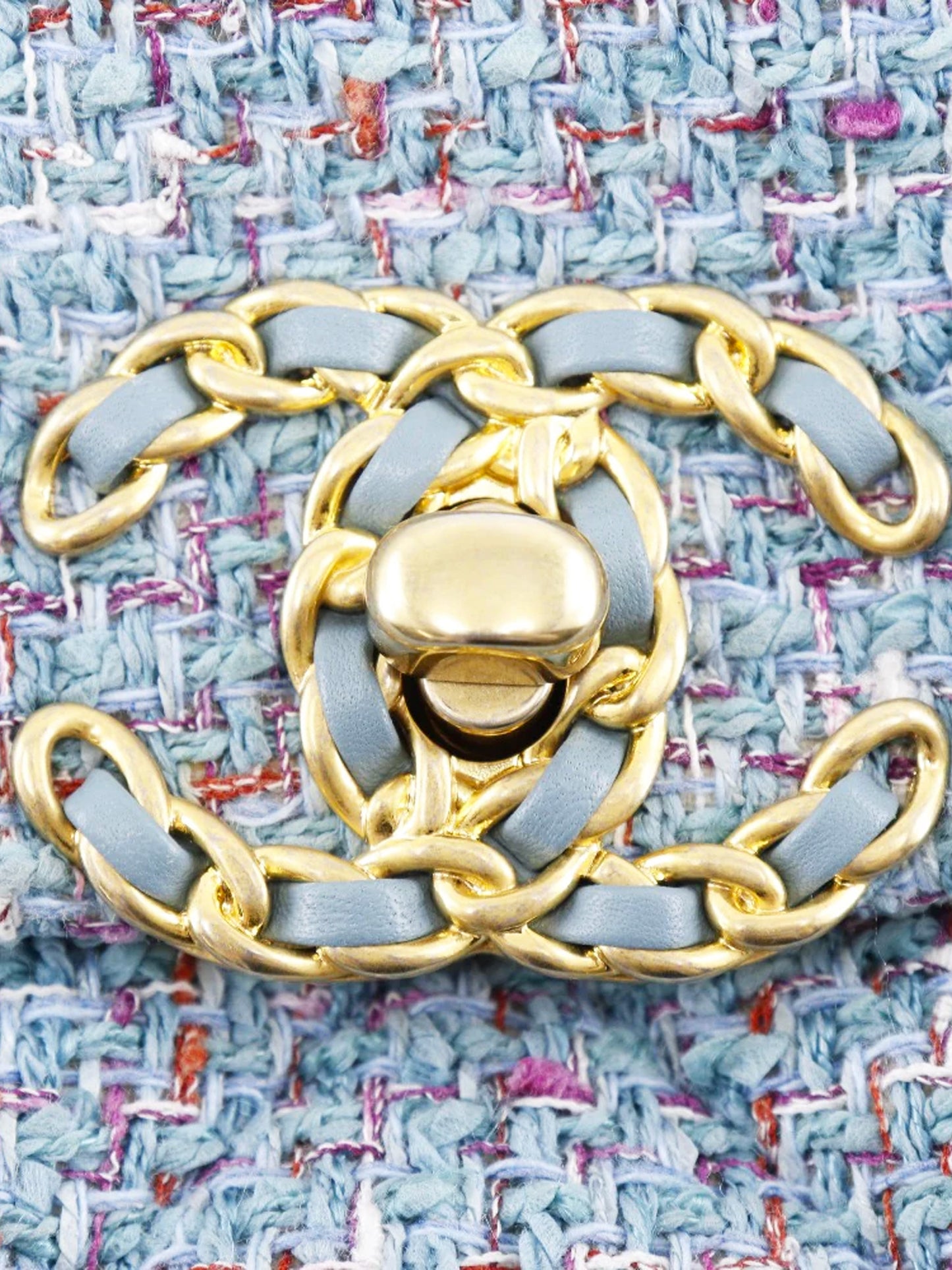 Chanel 2021 Blue Tweed Quilted Flap Bag