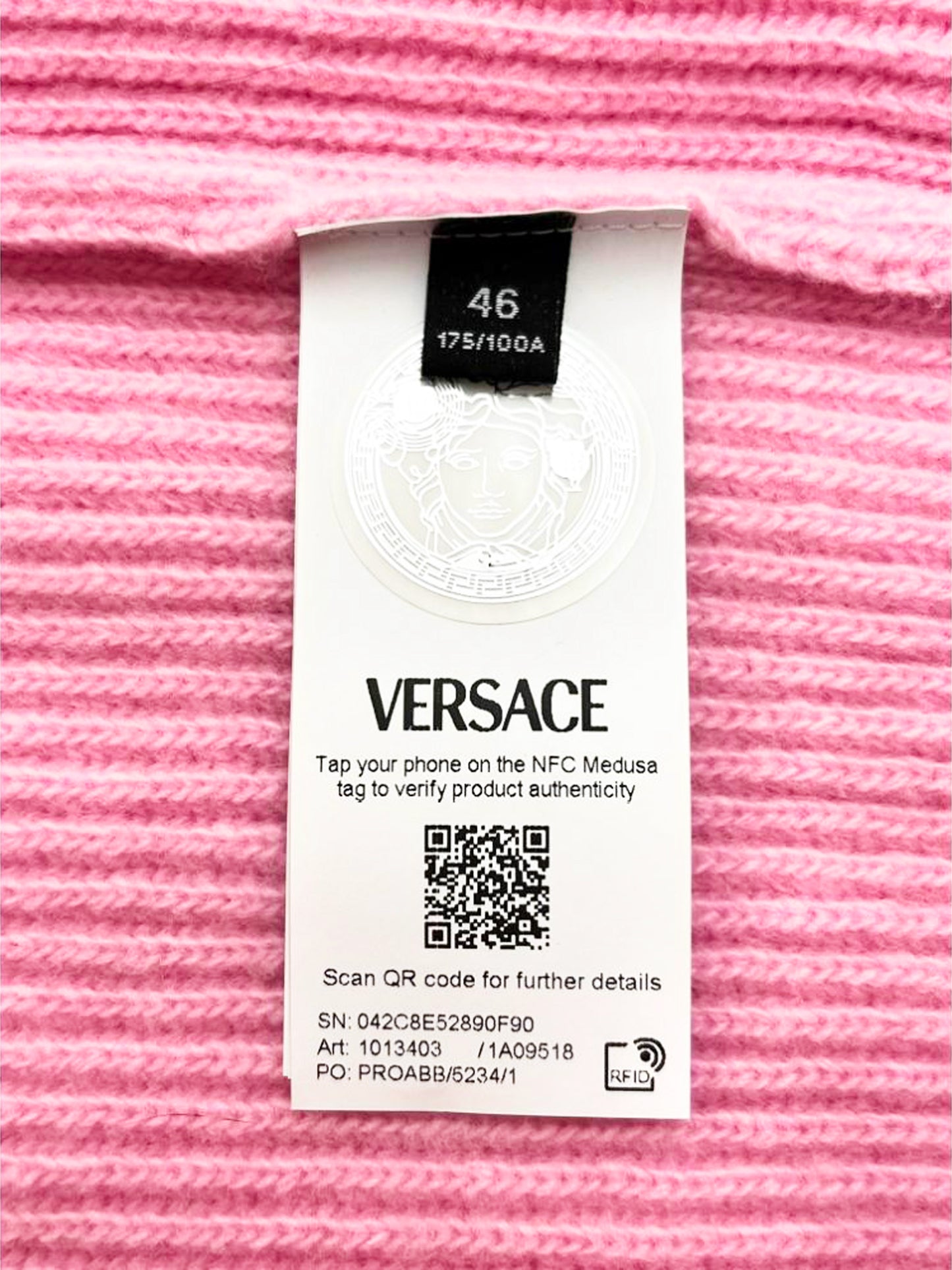 Versace Spring Summer 2024 Pink Wool 1978 Re-Edition Logo Sweater