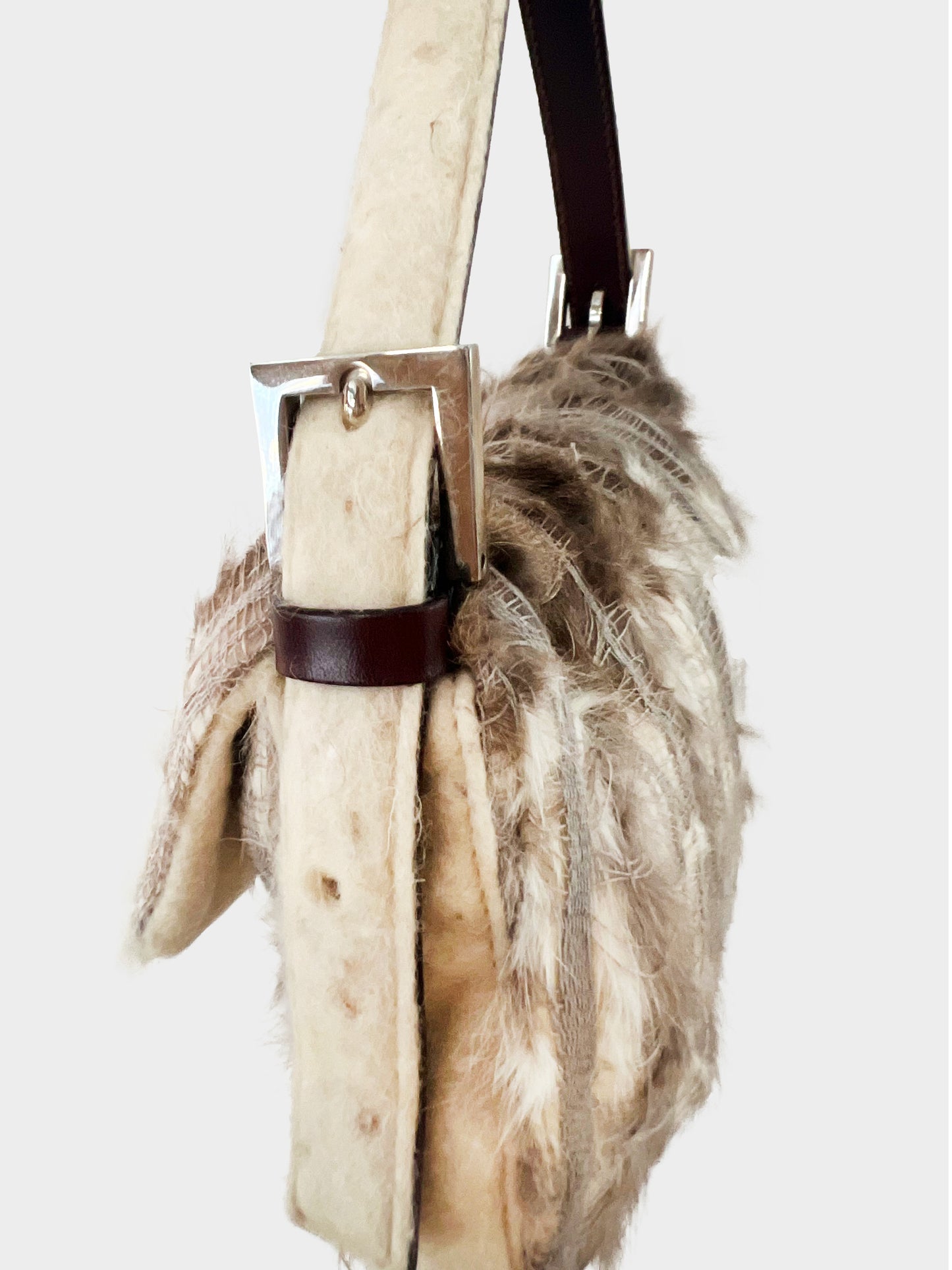 Fendi 2000s Rare Fur And Felt Baguette Bag
