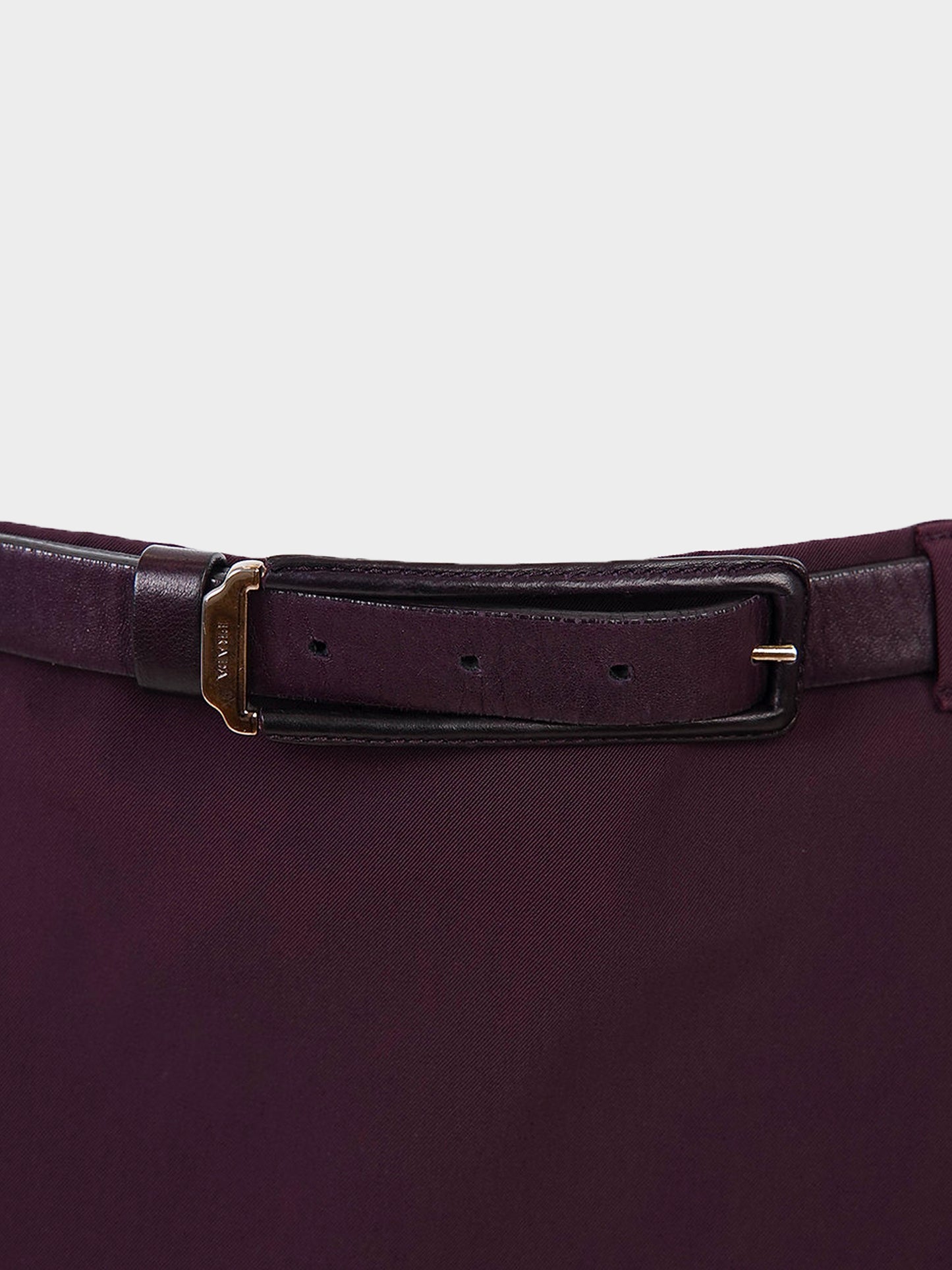 Prada 2010s Burgundy Pencil Skirt with Leather Belt