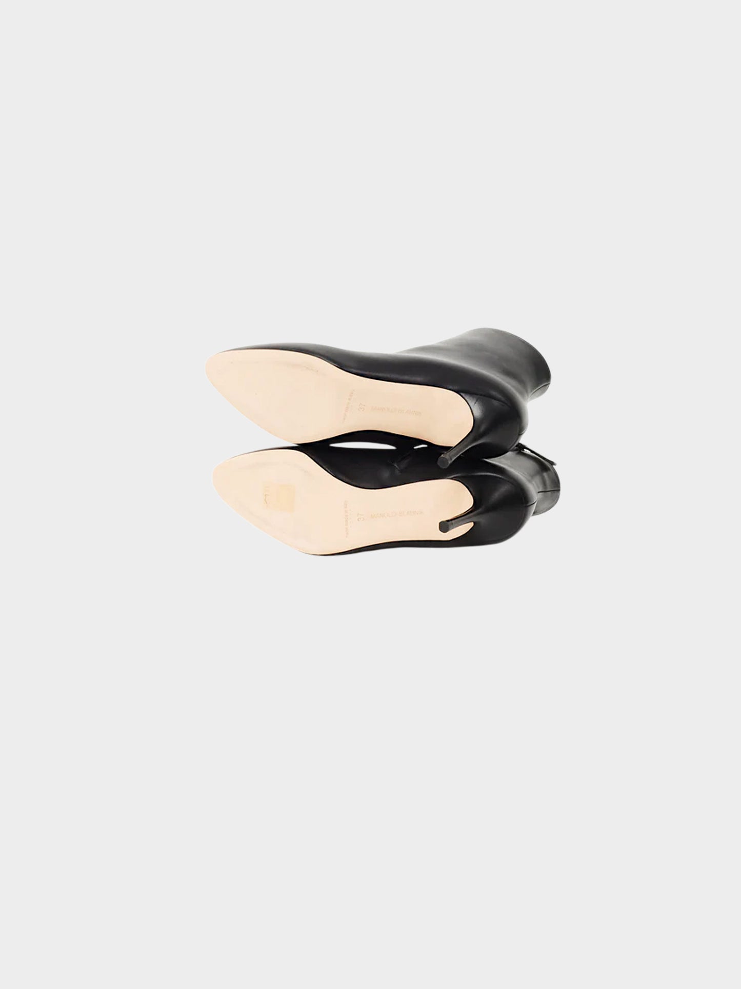 Manolo Blahnik 2020s Black Leather Insopo Ankle Bootie