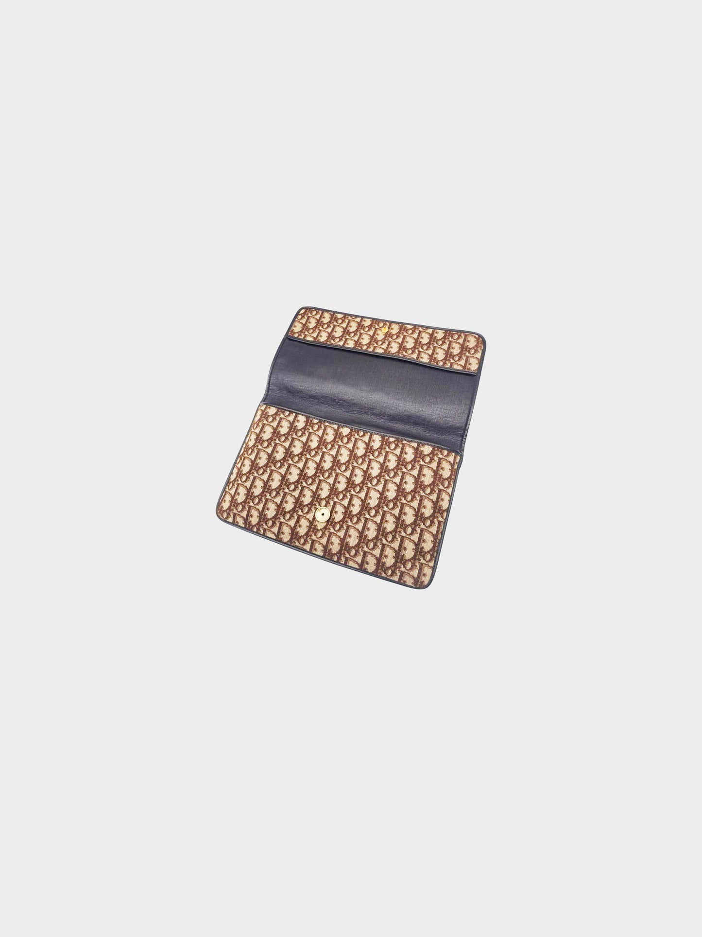 Christian Dior 1970s Oblique Canvas Clutch