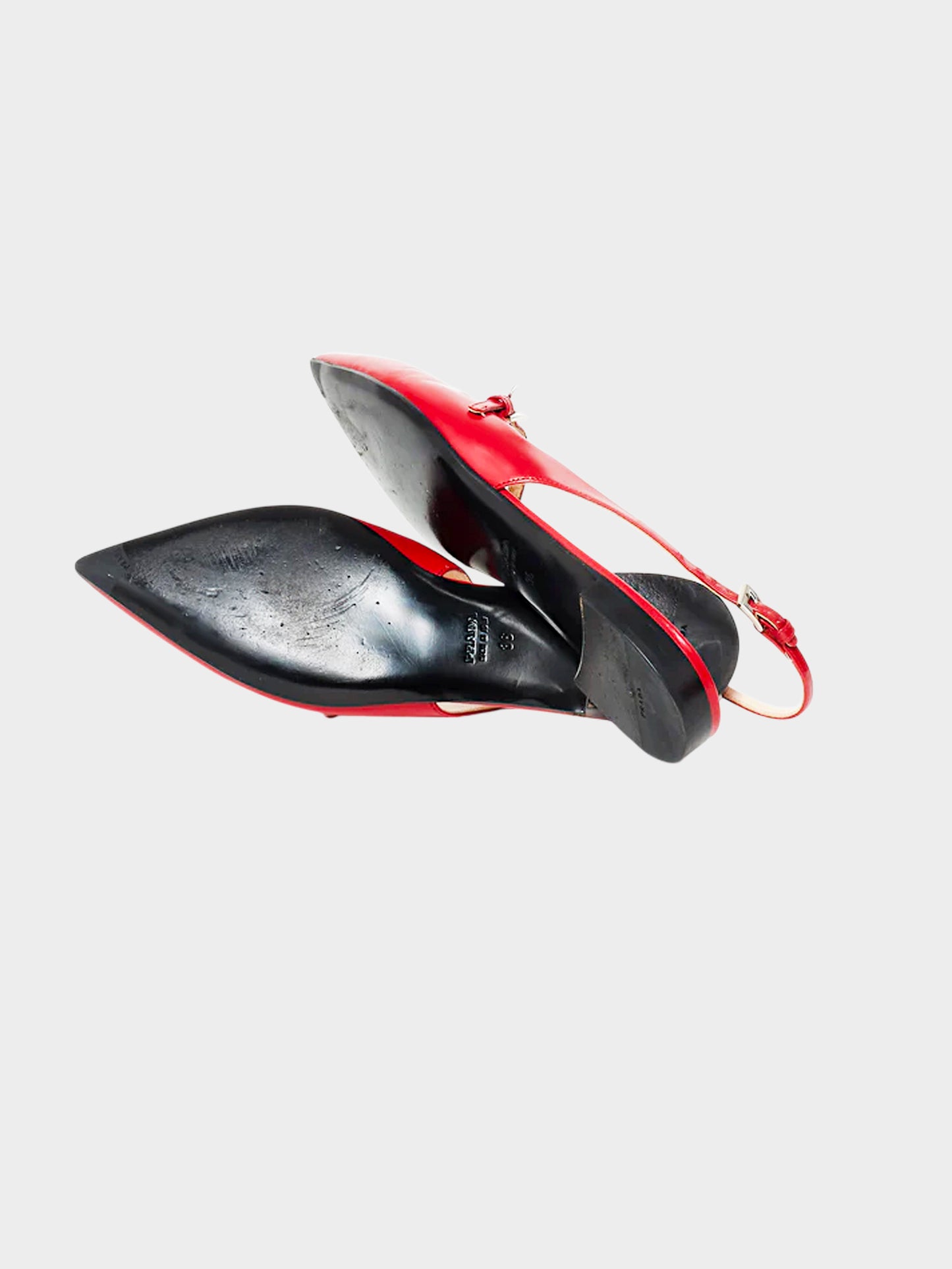 Prada 2020s Red Leather Slingback Flats