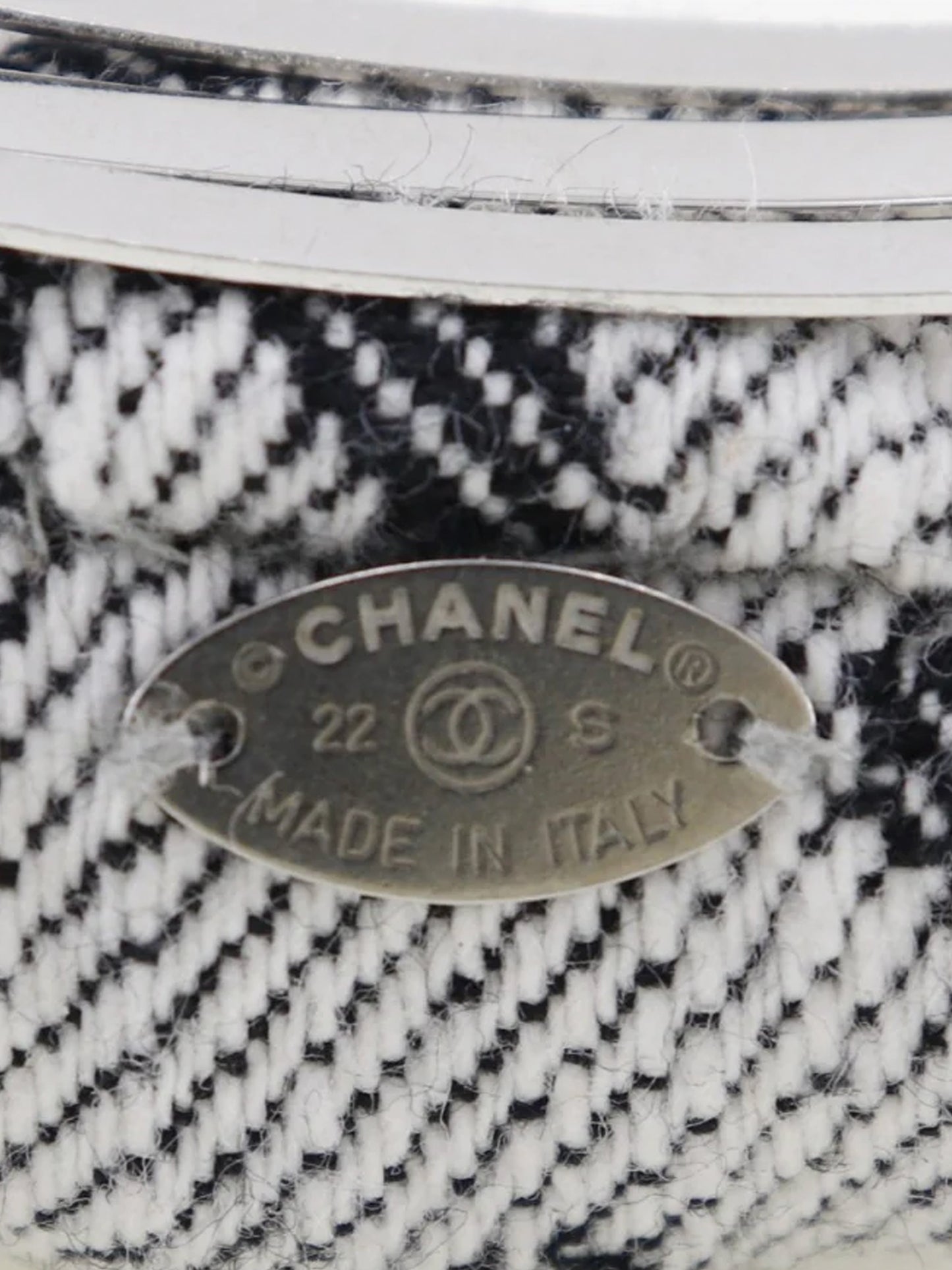 Chanel 2010s Grey CC Jacquard Bow Barrette
