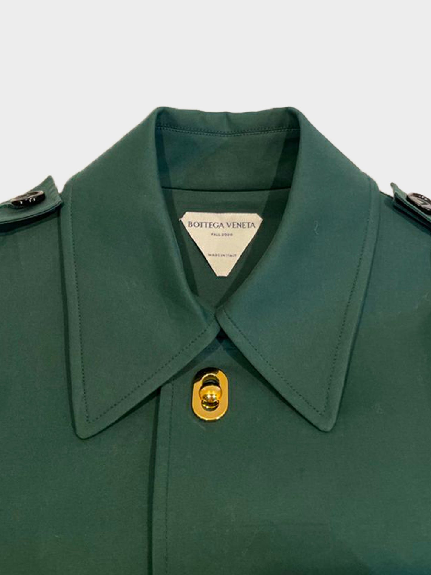 Bottega Veneta Fall 2020 Runway Emerald Cotton Gabardine Belted Trench Coat