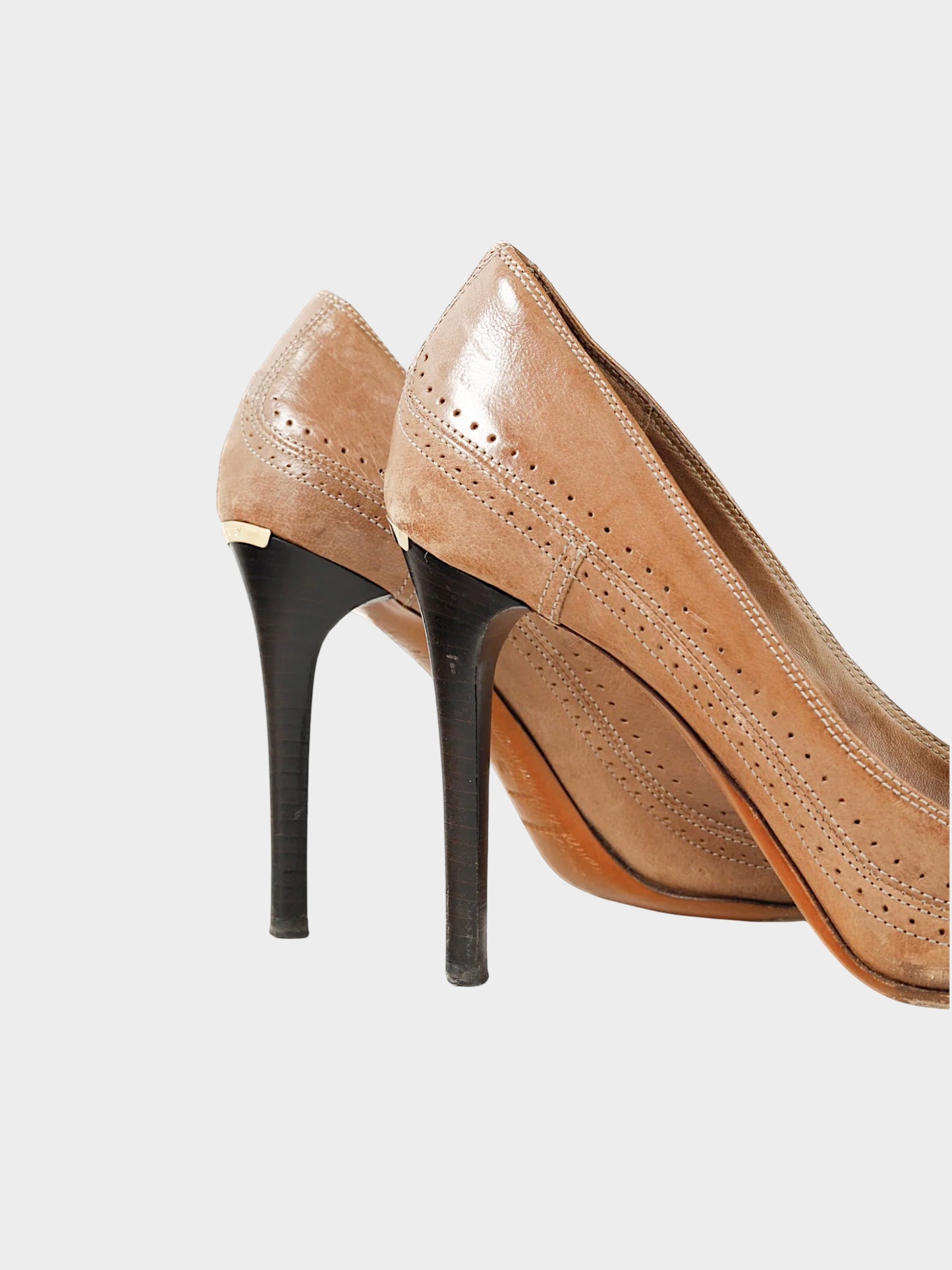 Burberry 2000s Brown Leather Brogue Heels