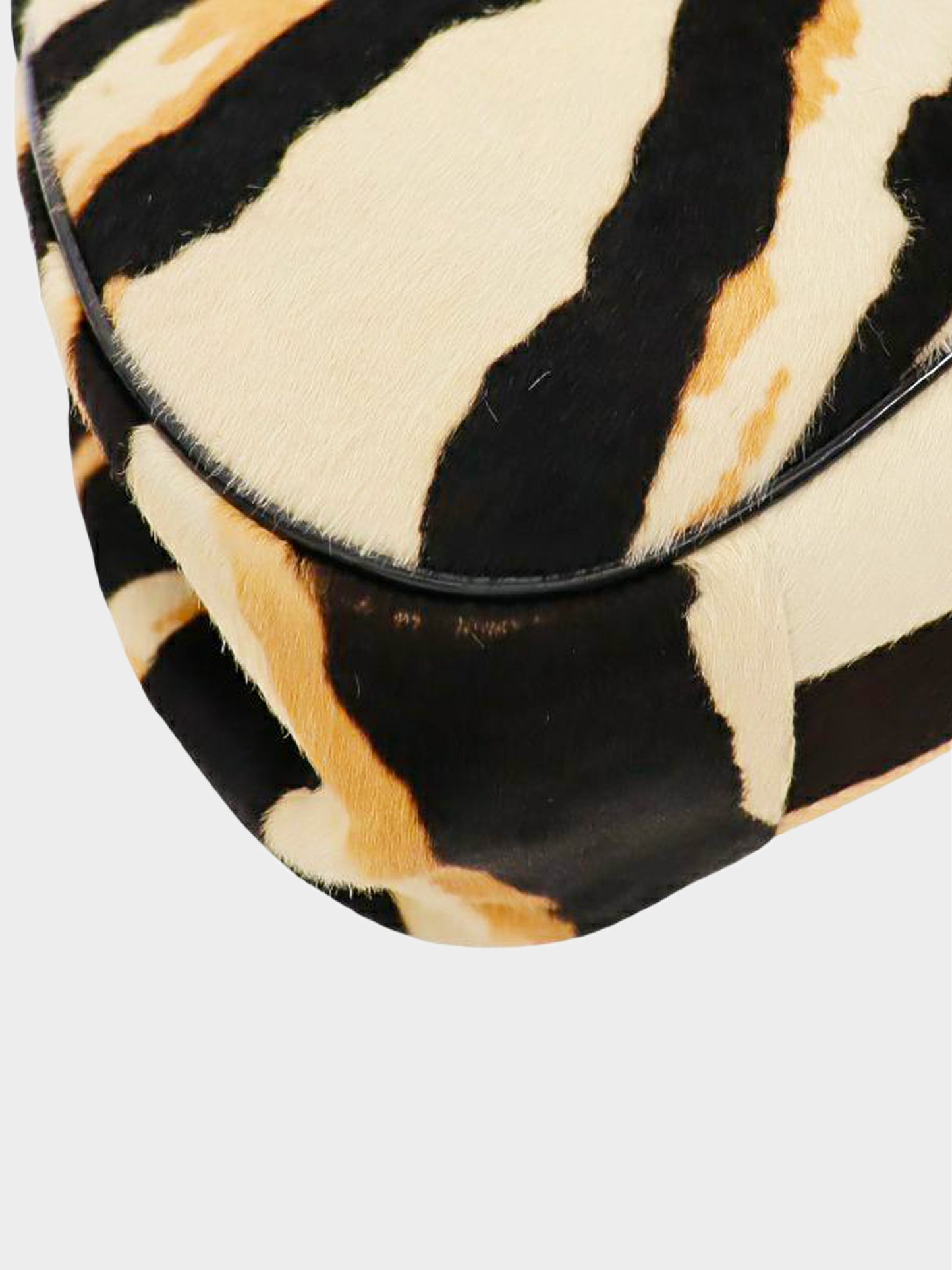 Gucci 2000s Zebra Print Calf Hair and Bamboo Lady Lock Bag