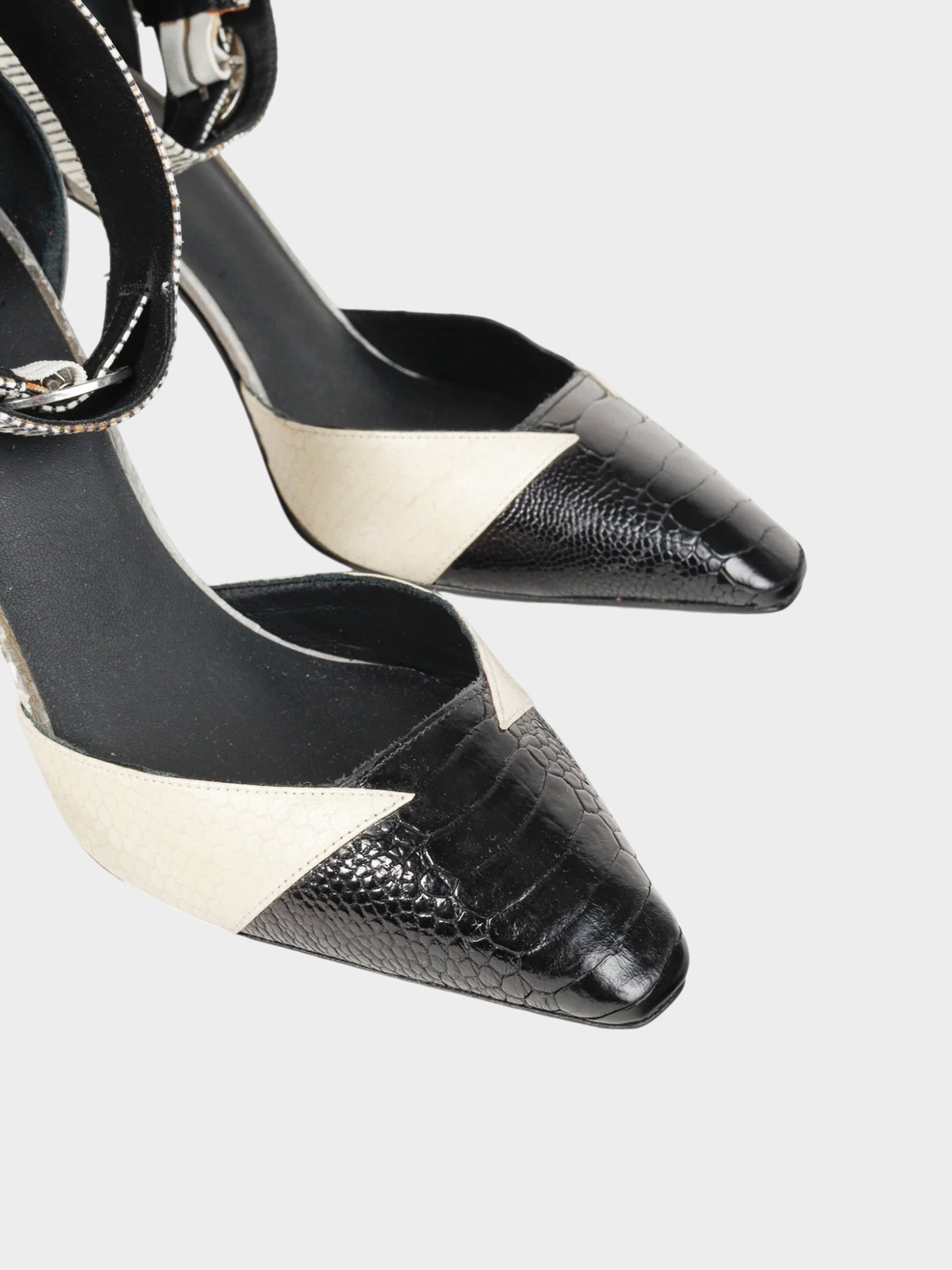 Mugler 2000s Mixed Reptile-Embossed Leather Heels