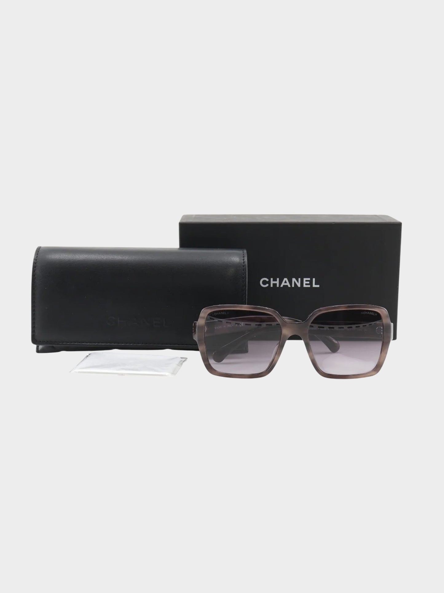 Chanel 2000s Brown Horn Square Sunglasses