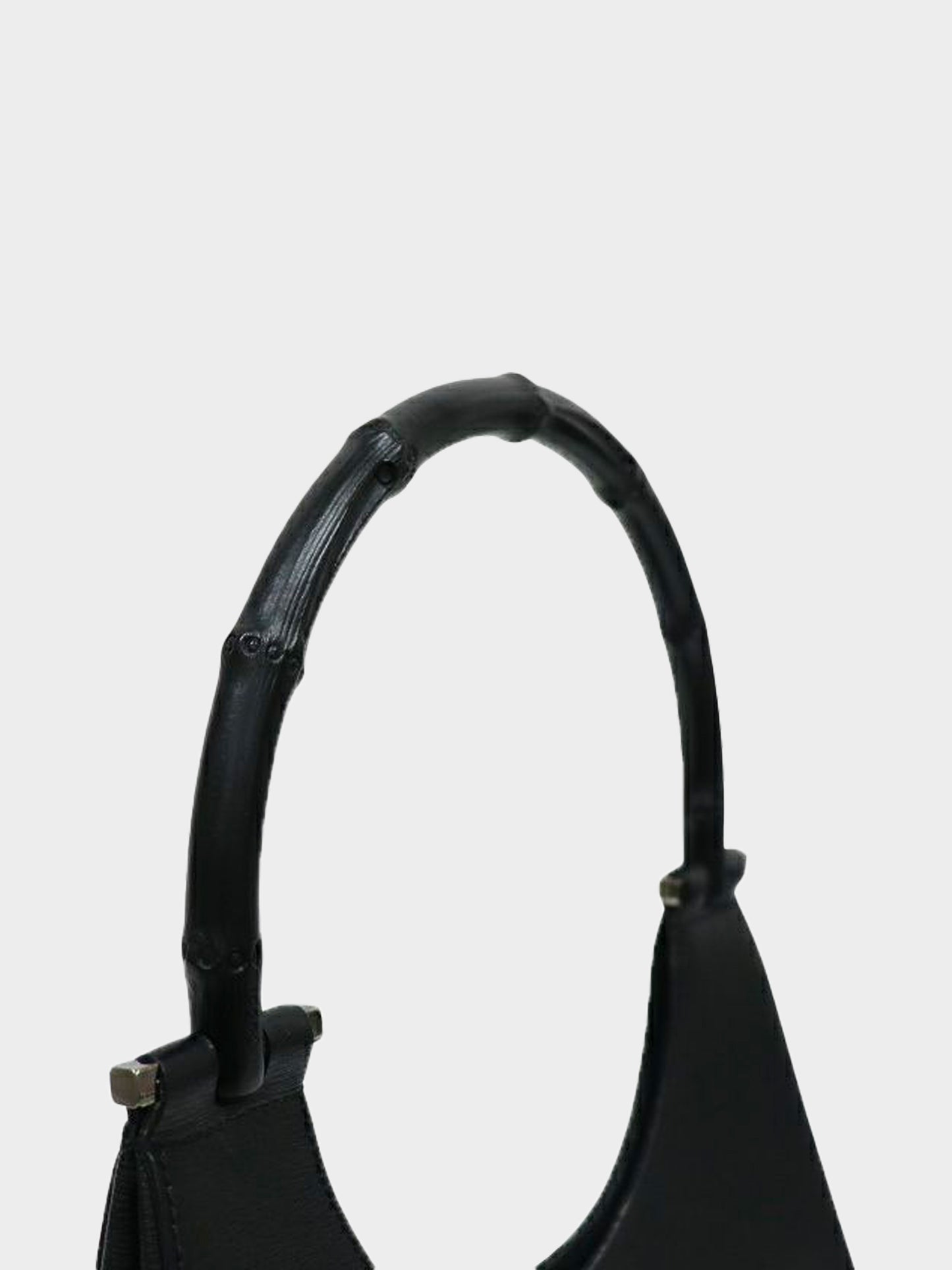 Gucci 2000s Black Grained Leather Bamboo Bag