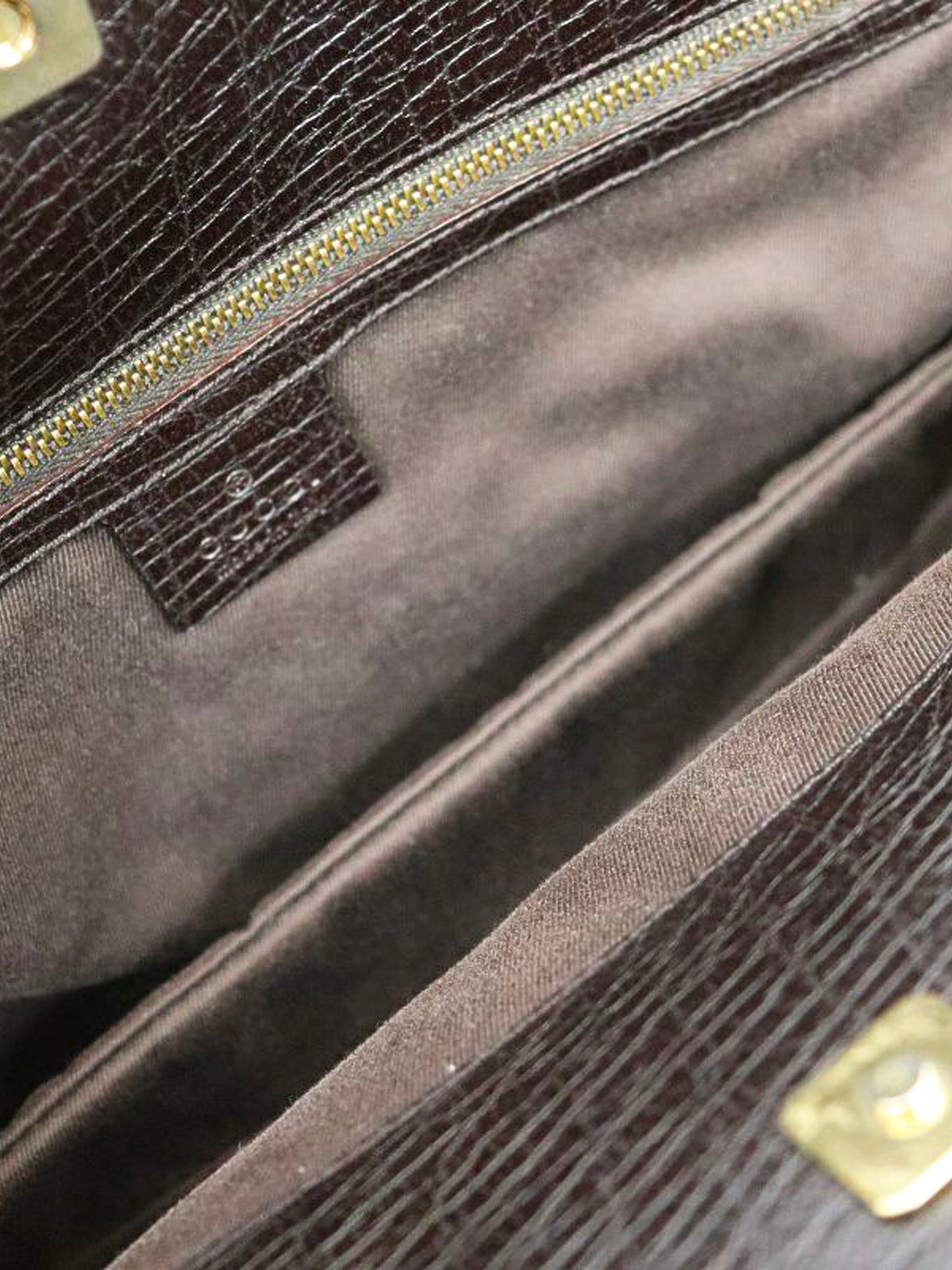 Gucci 2000s Dark Brown Leather and GG Monogram Canvas Horsebit 1955 Handbag