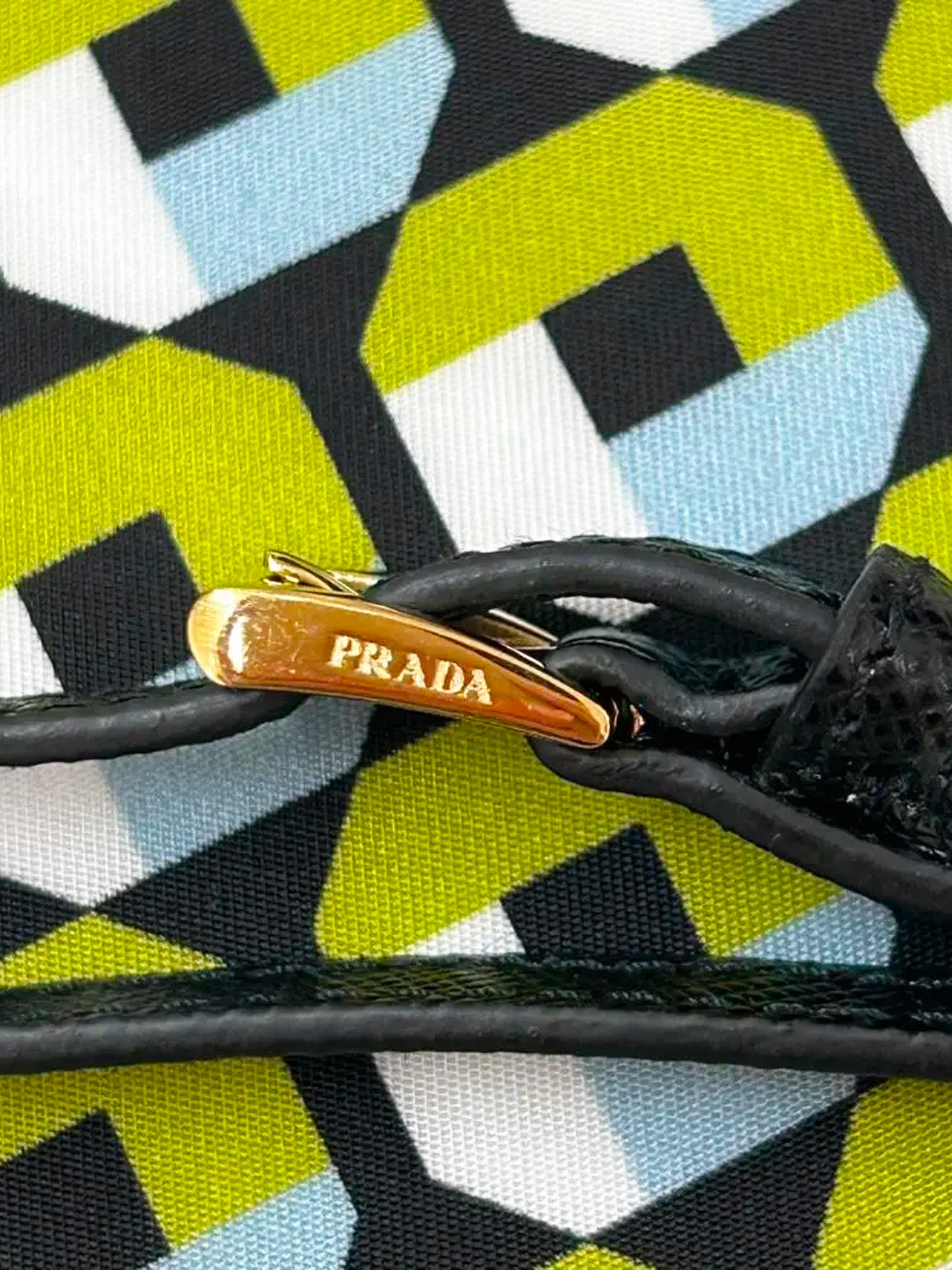 Prada FW 2014 Geometric Print Tessuto Nylon Pouch